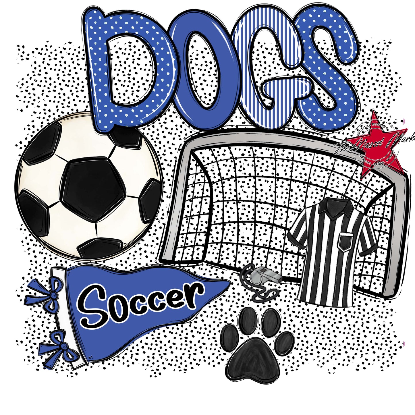 Dogs Soccer Spirit-Off Blue