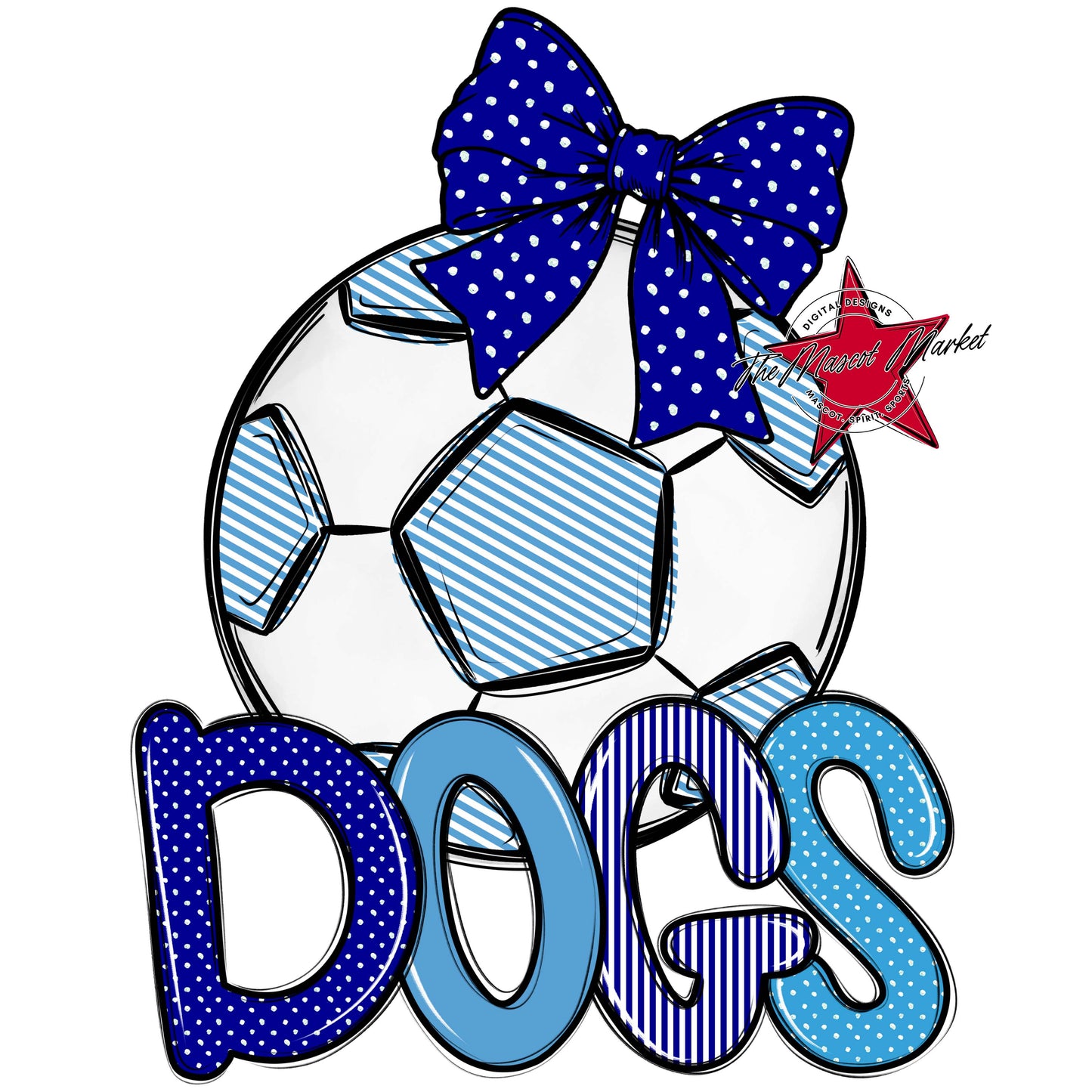 Dogs Soccer Spirit Design-Blue & Carolina Blue