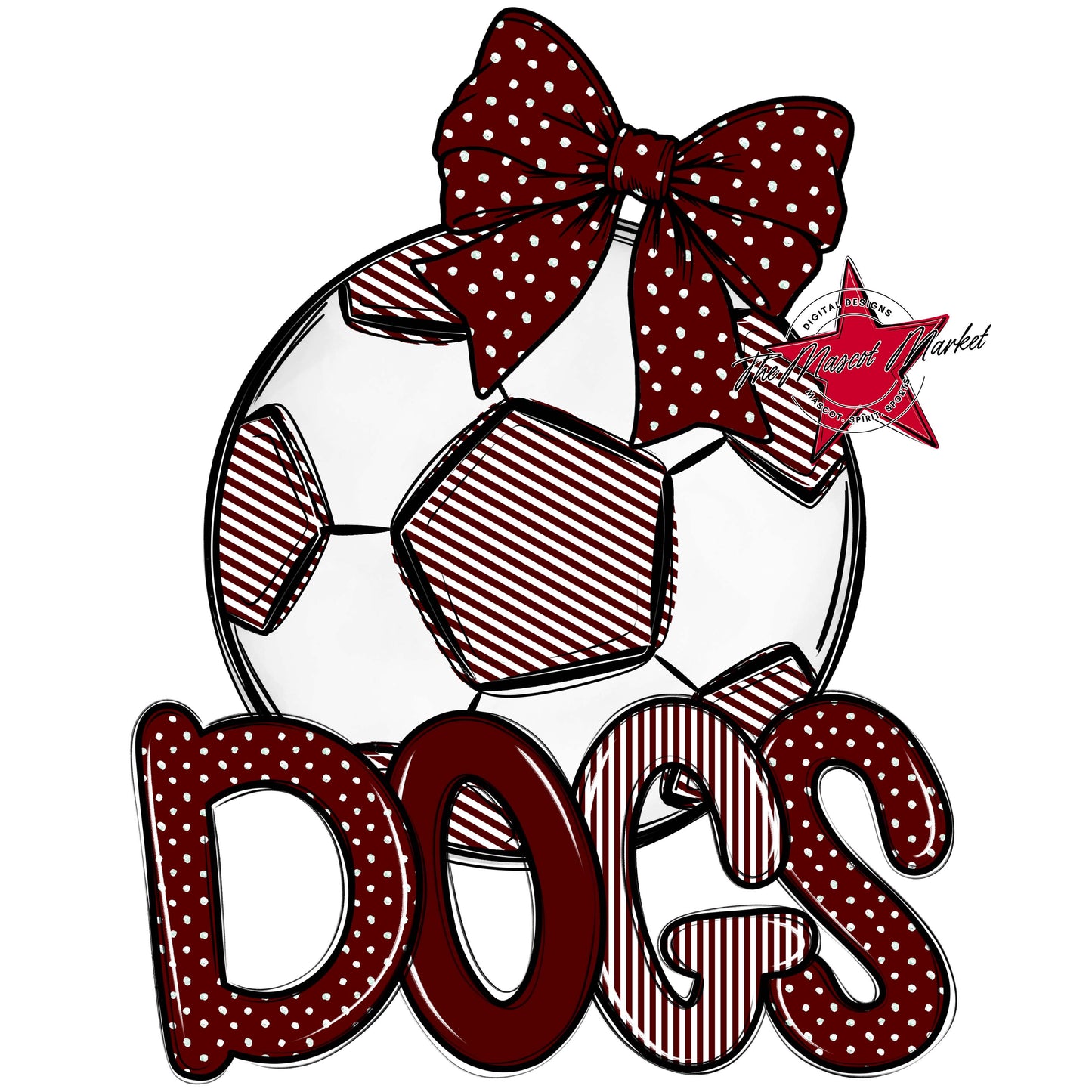Dogs Soccer Spirit Design-Maroon