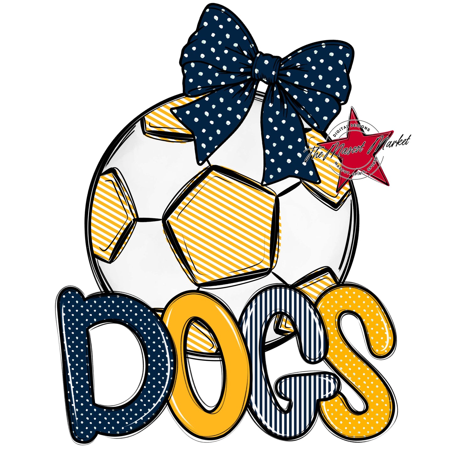 Dogs Soccer Spirit Design-Navy & Yellow