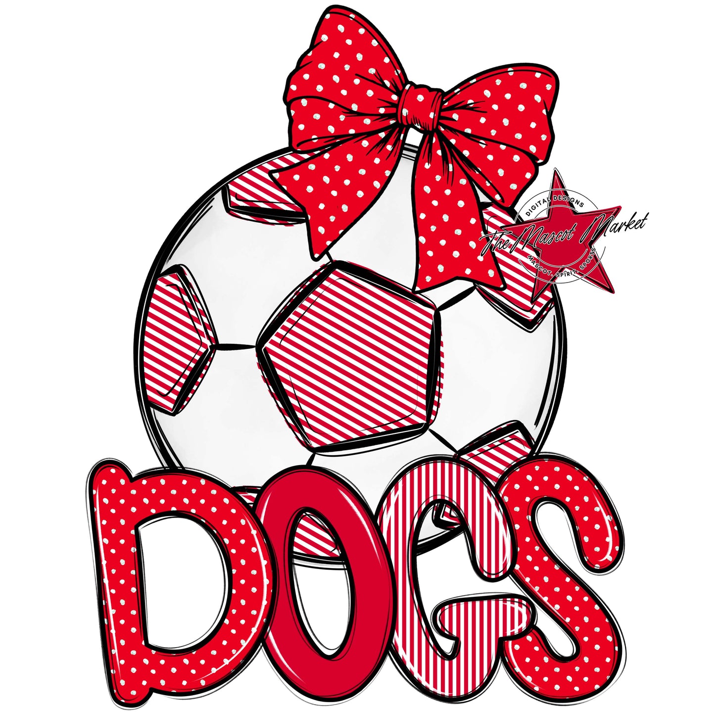 Dogs Soccer Spirit Design-Red