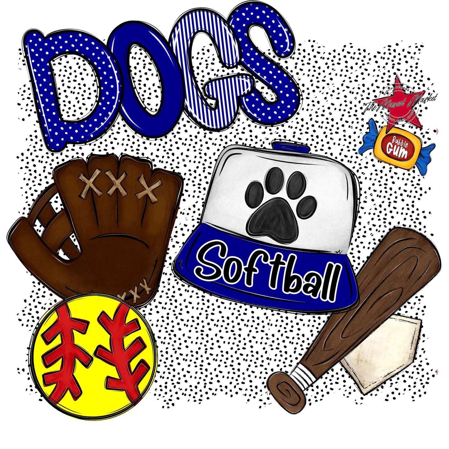 Dogs Softball Spirit-Blue