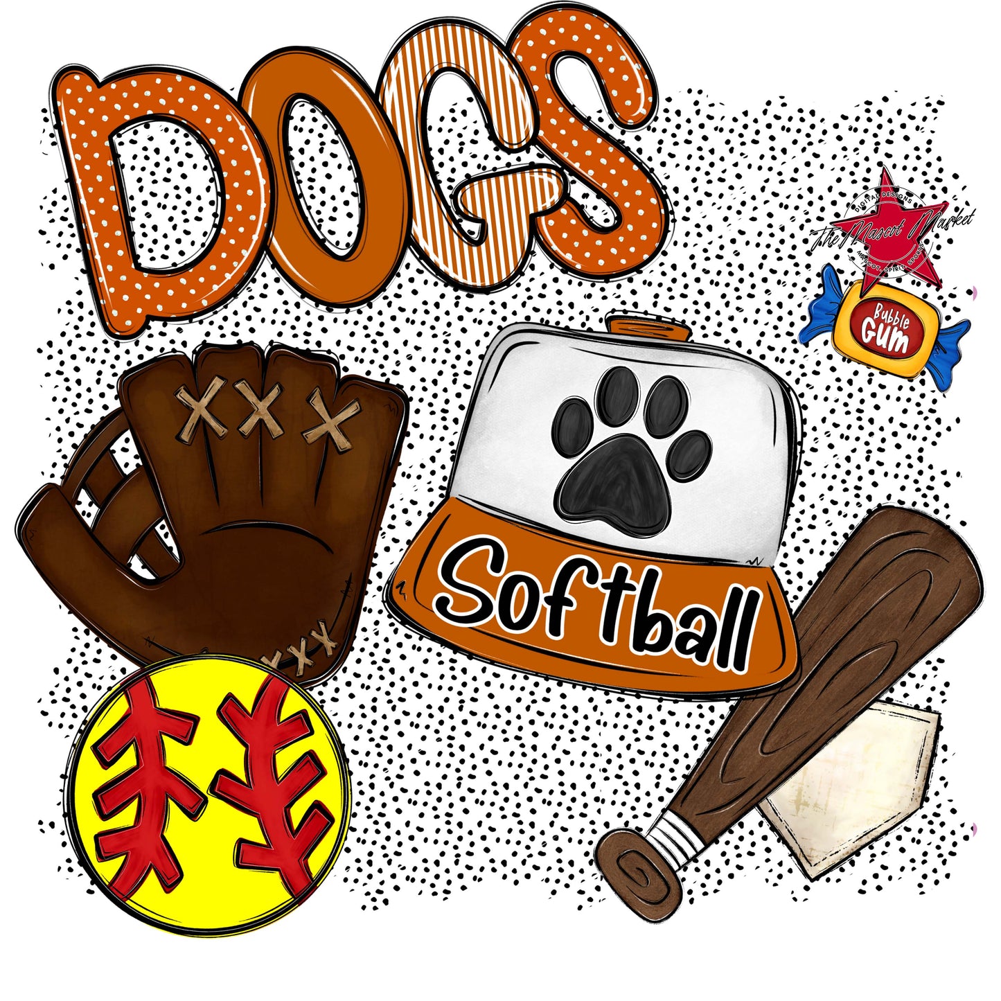 Dogs Softball Spirit-Burnt Orange