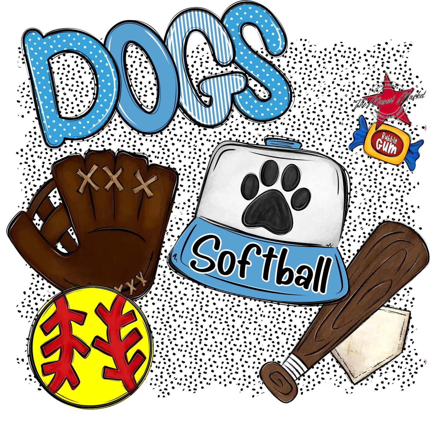 Dogs Softball Spirit-Carolina Blue