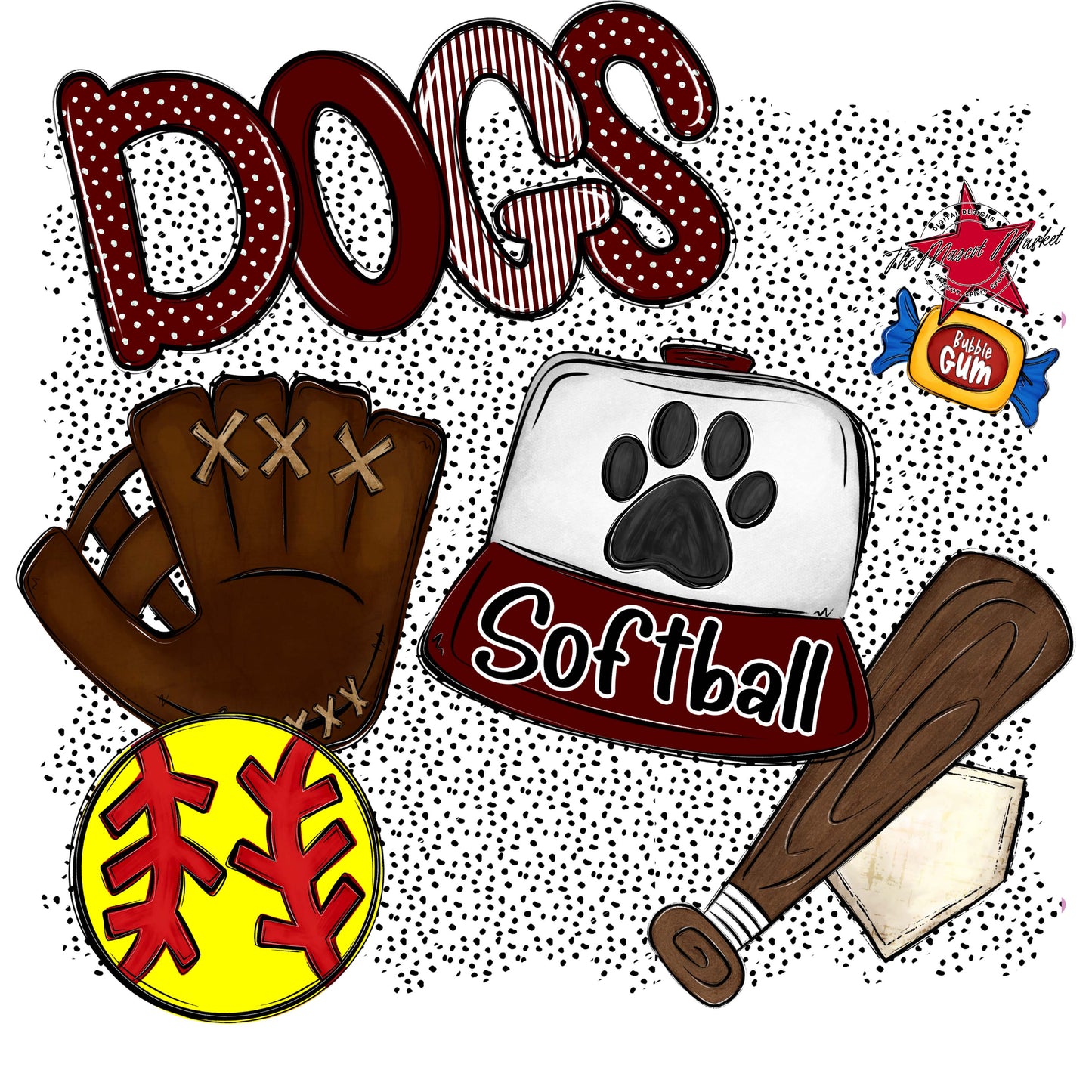 Dogs Softball Spirit-Maroon
