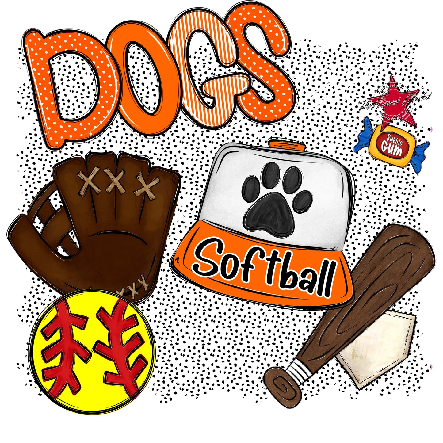 Dogs Softball Spirit-Orange