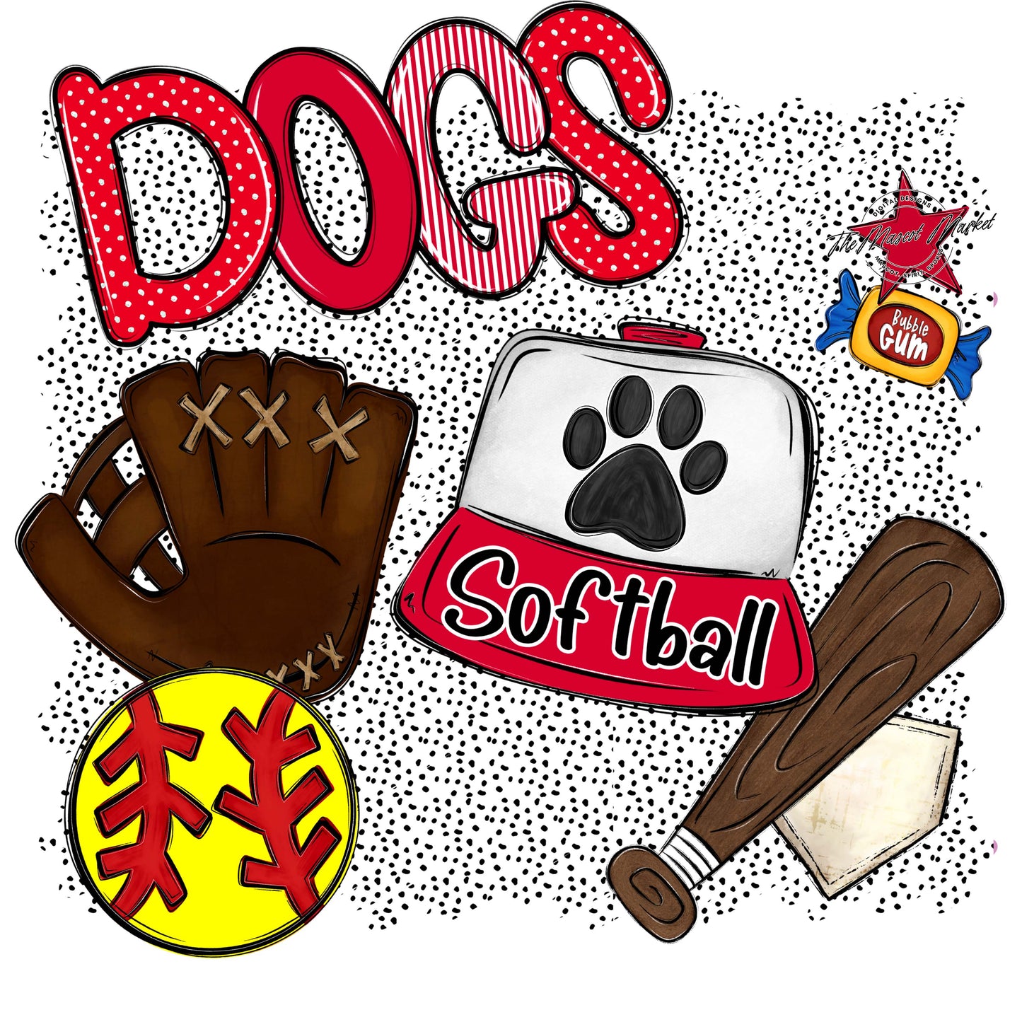 Dogs Softball Spirit-Red