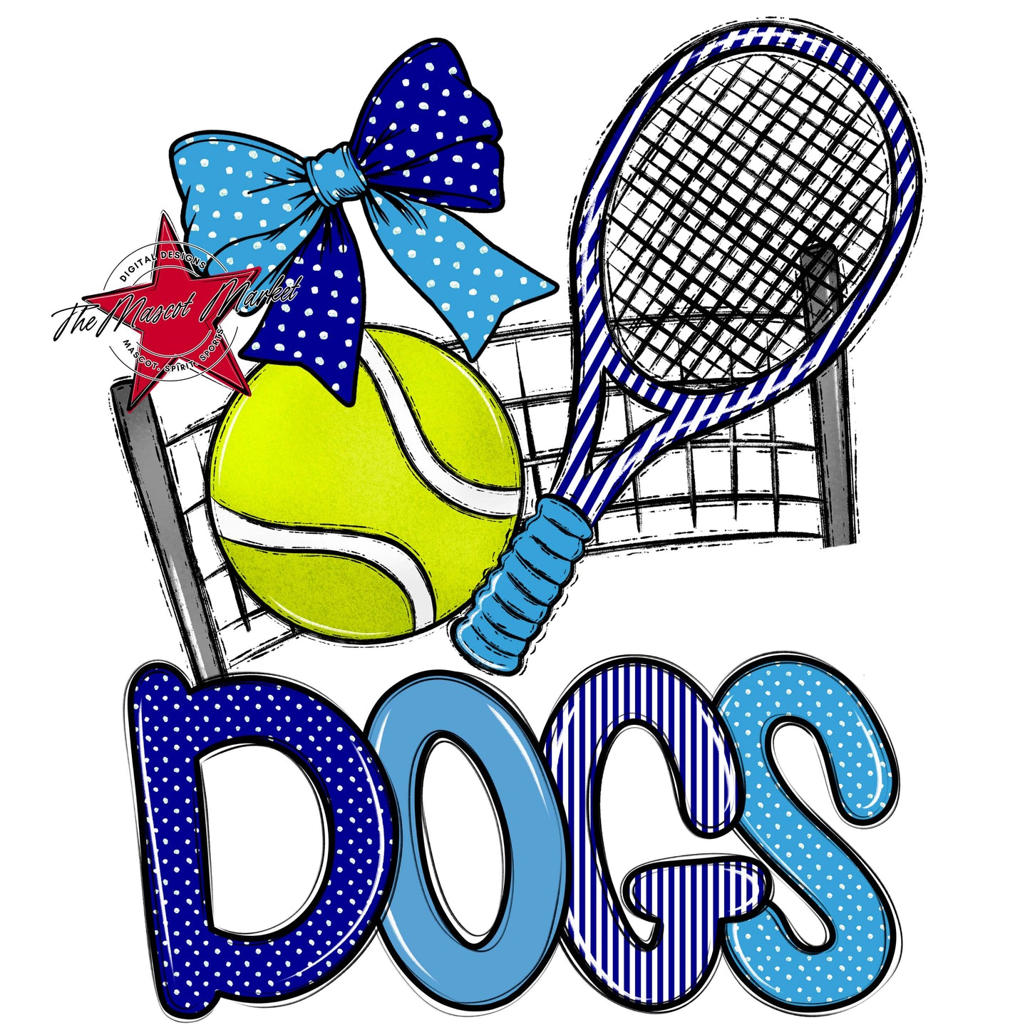 Dogs Tennis Spirit Design-Blue & Carolina Blue