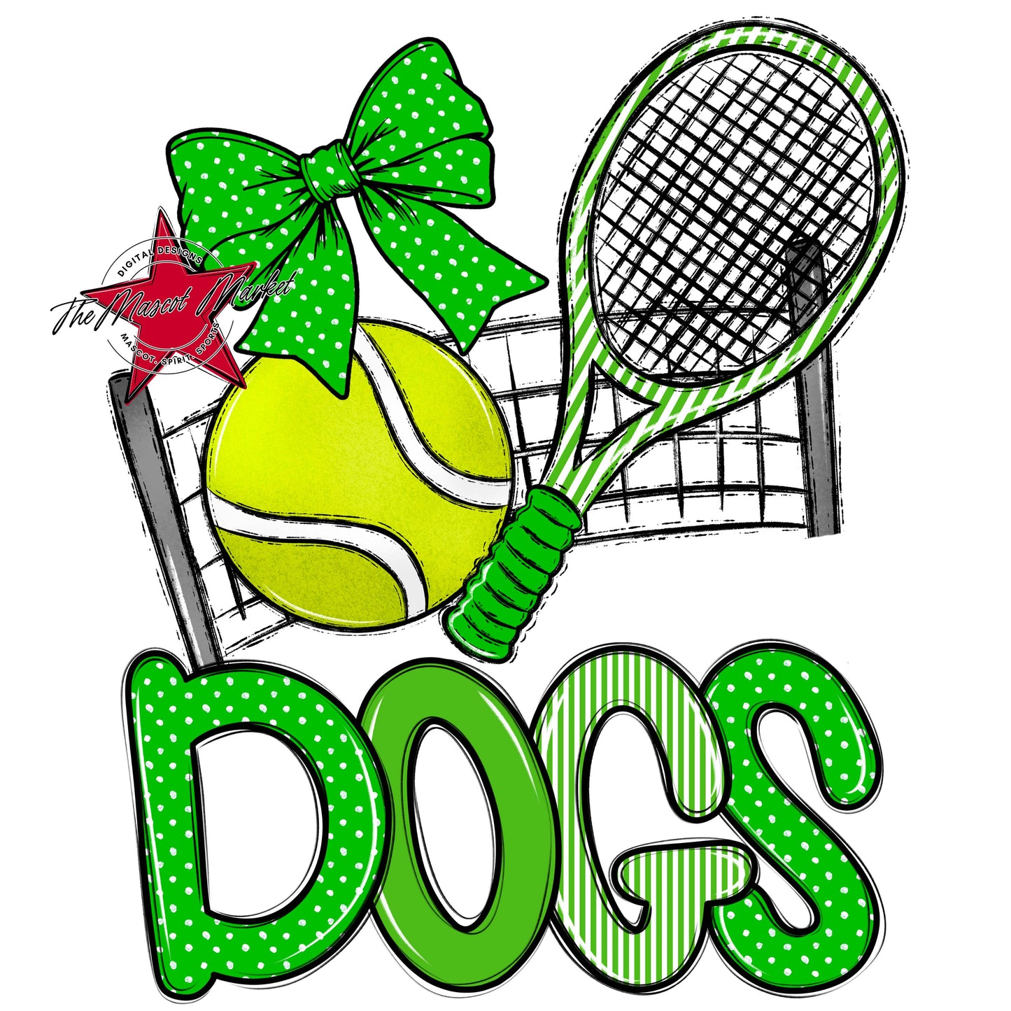 Dogs Tennis Spirit Design-Bright Green
