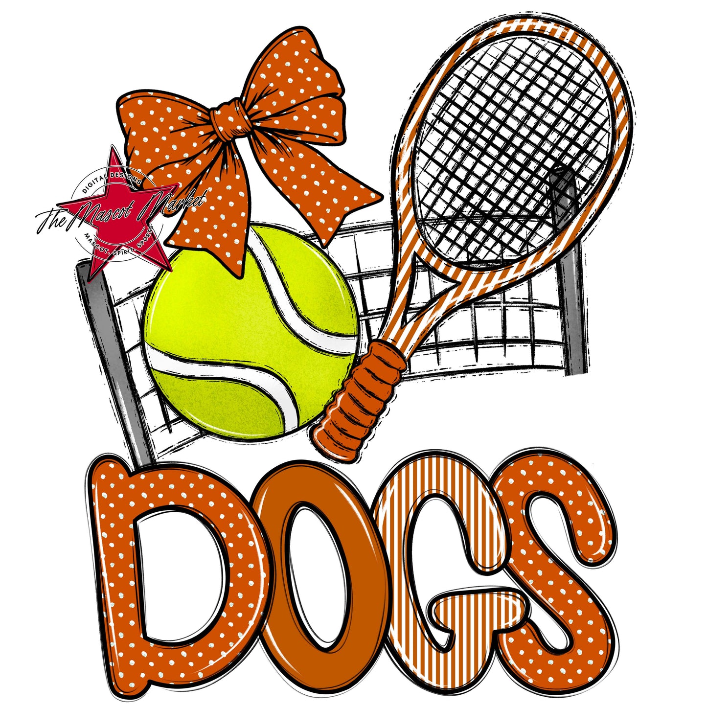 Dogs Tennis Spirit Design-Burnt Orange