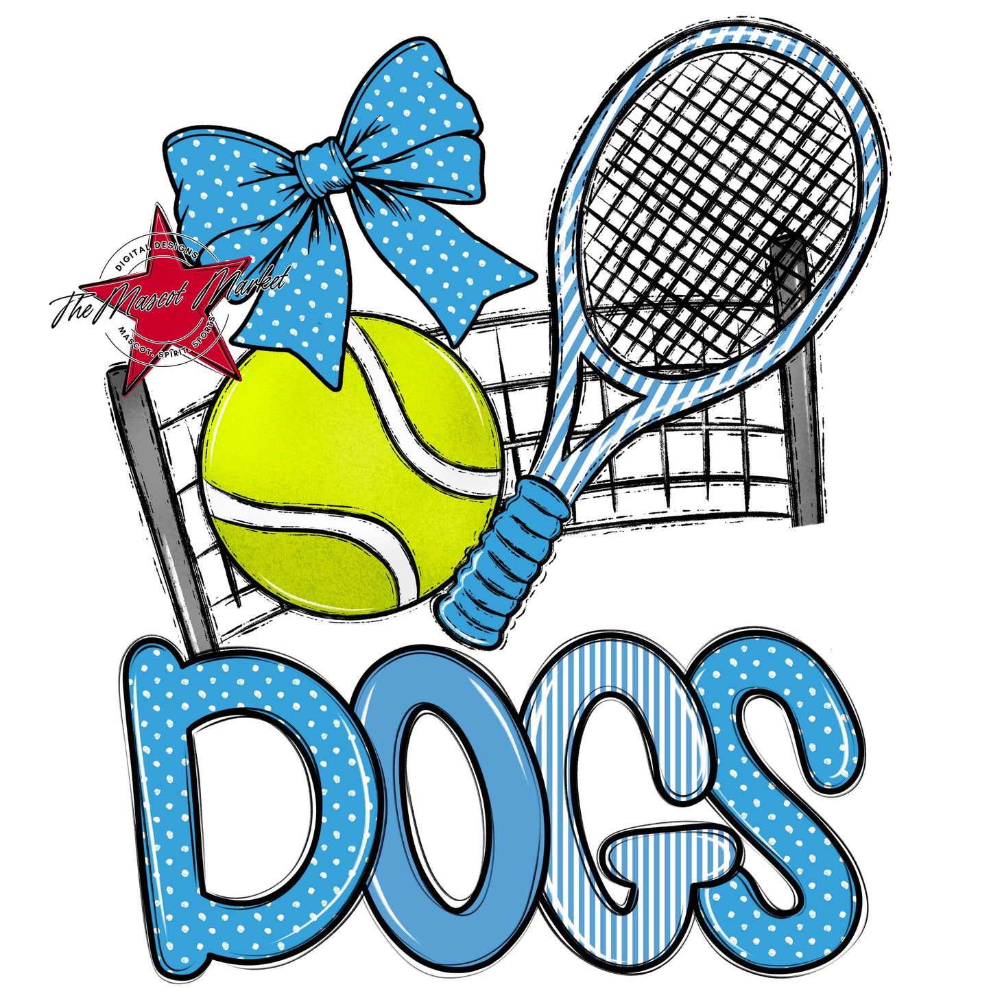 Dogs Tennis Spirit Design-Carolina Blue
