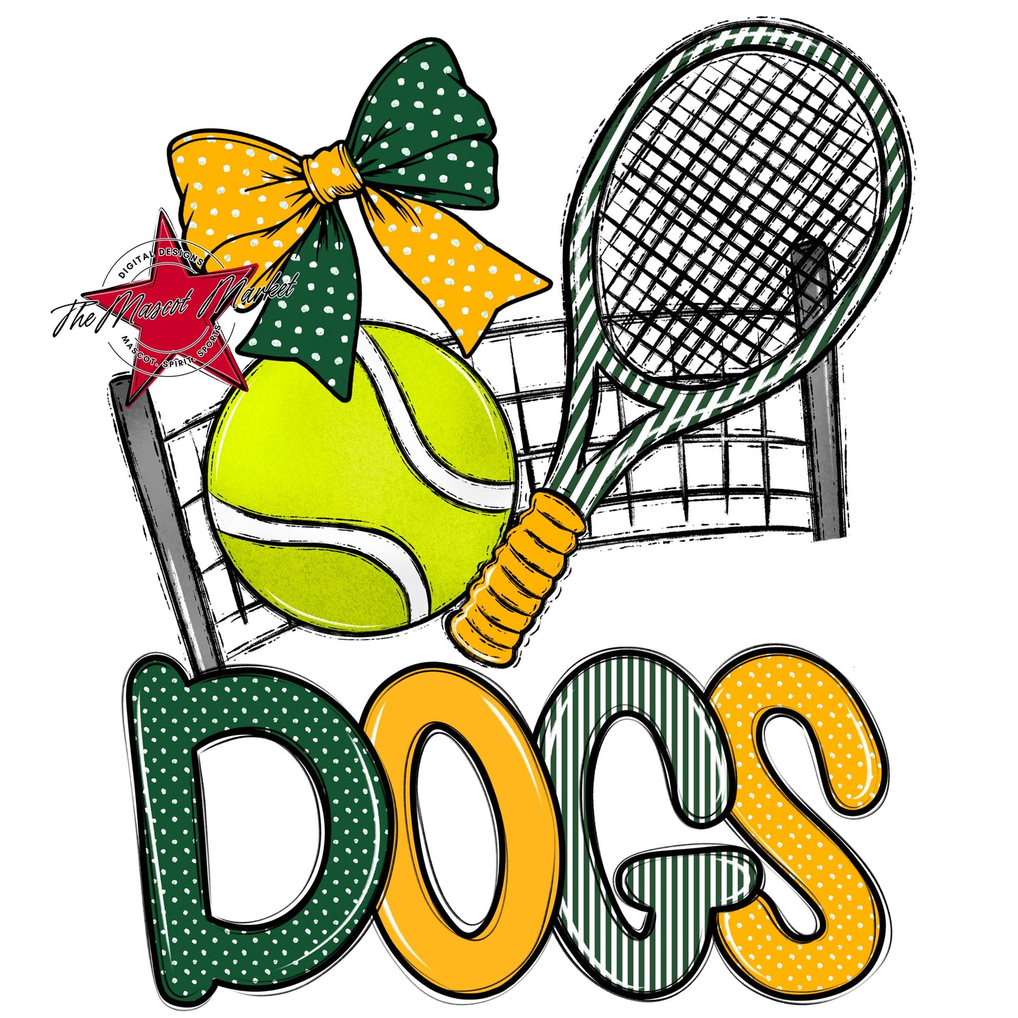 Dogs Tennis Spirit Design-Green & Yellow