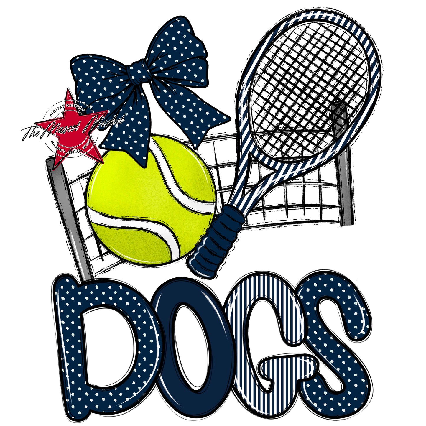 Dogs Tennis Spirit Design-Navy