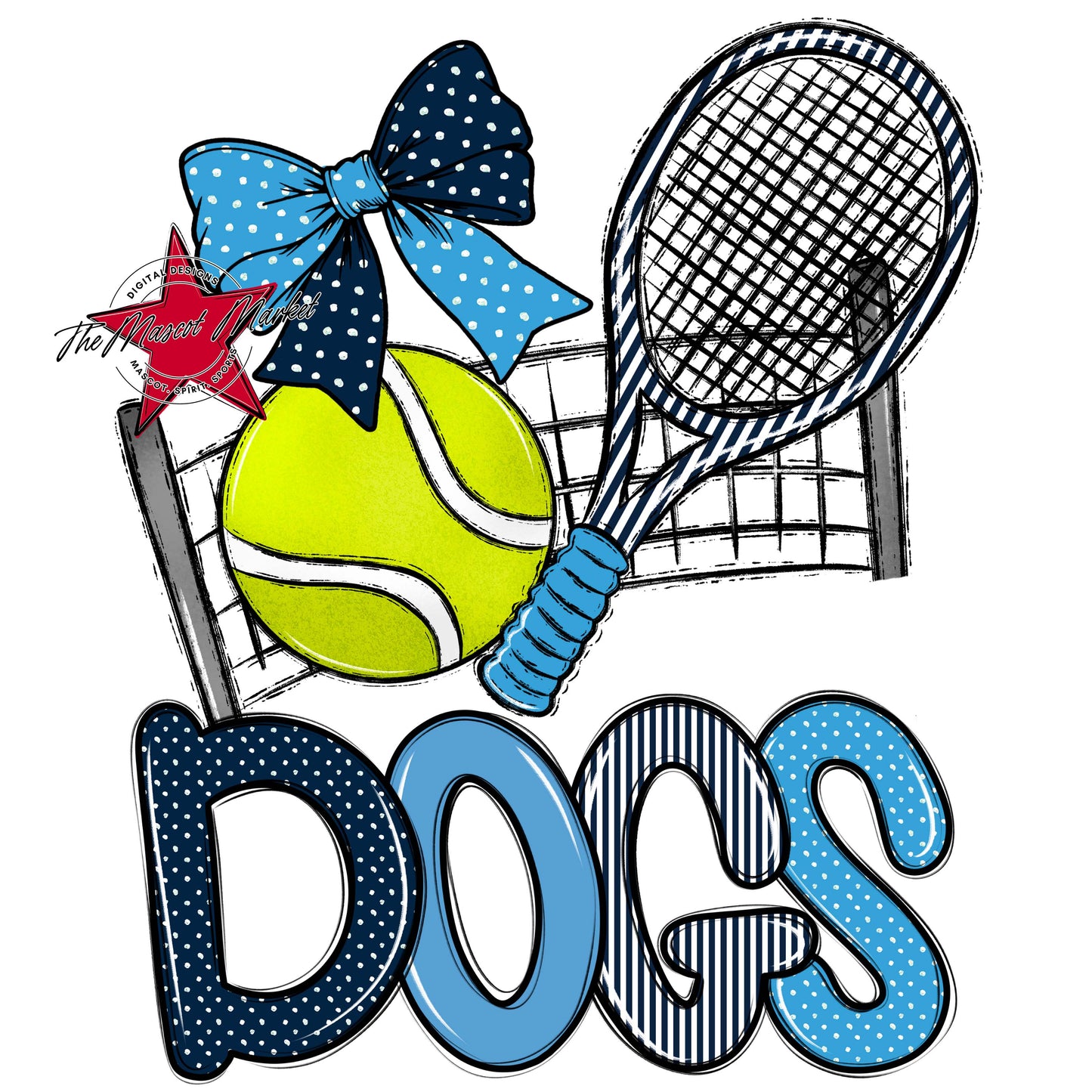 Dogs Tennis Spirit Design-Navy & Carolina Blue