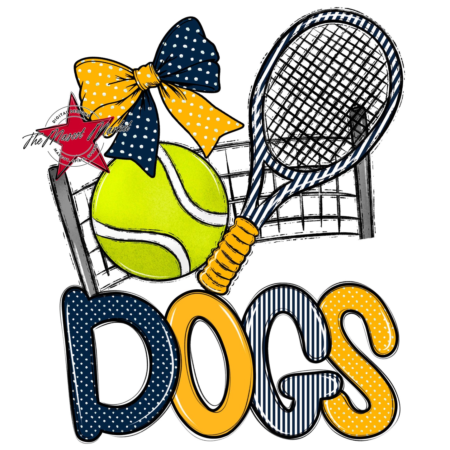 Dogs Tennis Spirit Design-Navy & Yellow