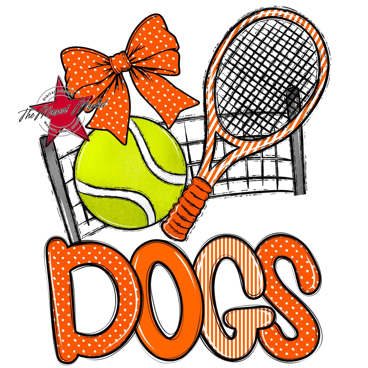 Dogs Tennis Spirit Design-Orange