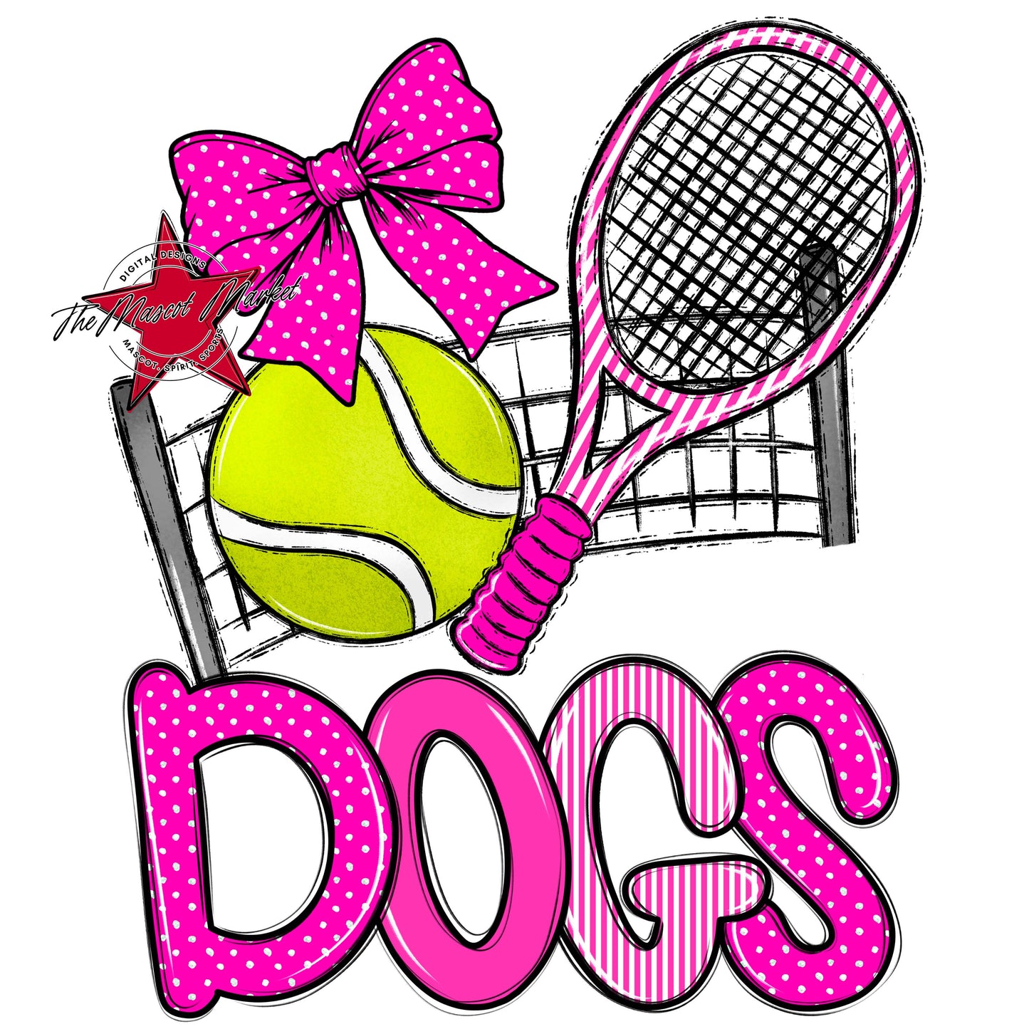 Dogs Tennis Spirit Design-Pink