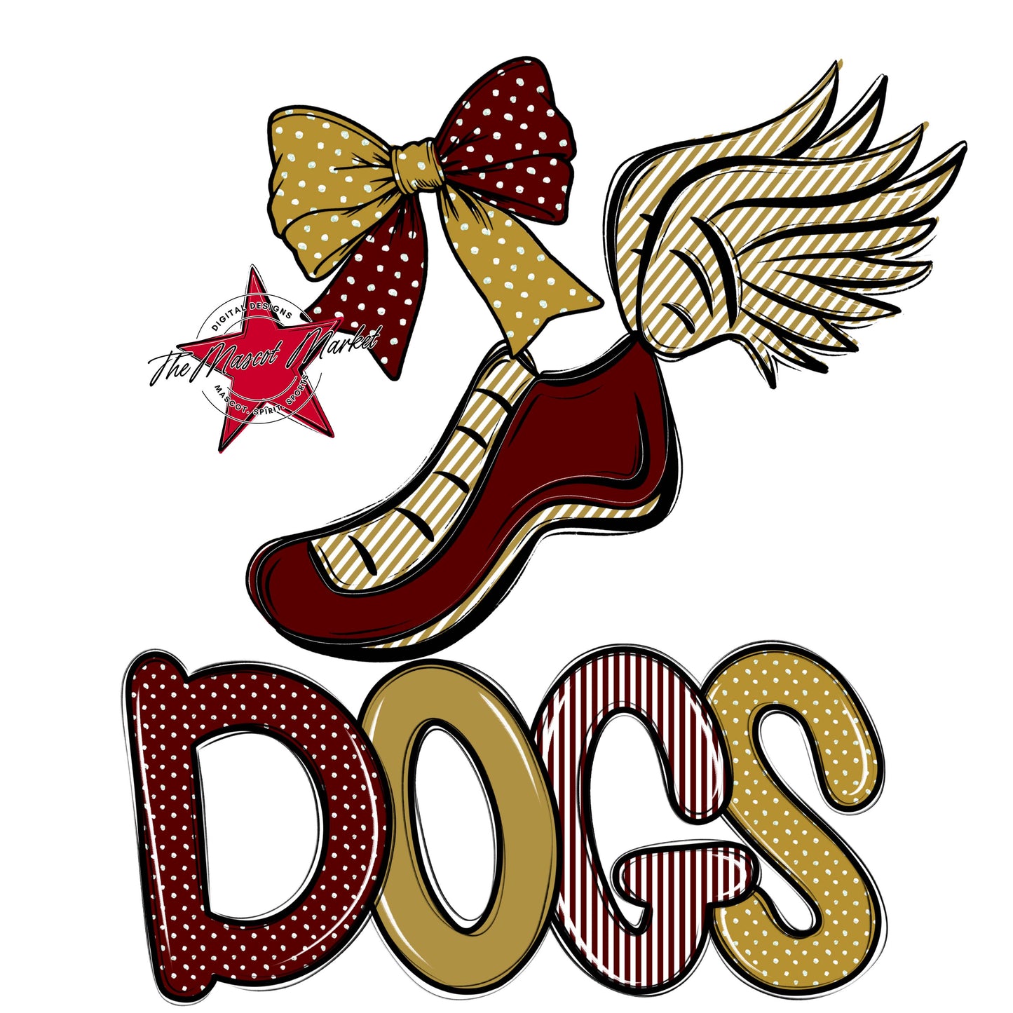 Dogs Track Spirit Design-Maroon & Gold
