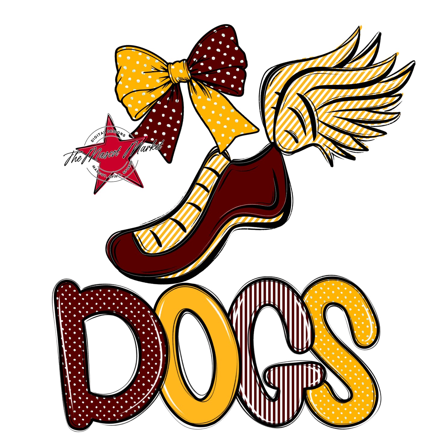 Dogs Track Spirit Design-Maroon & Yellow