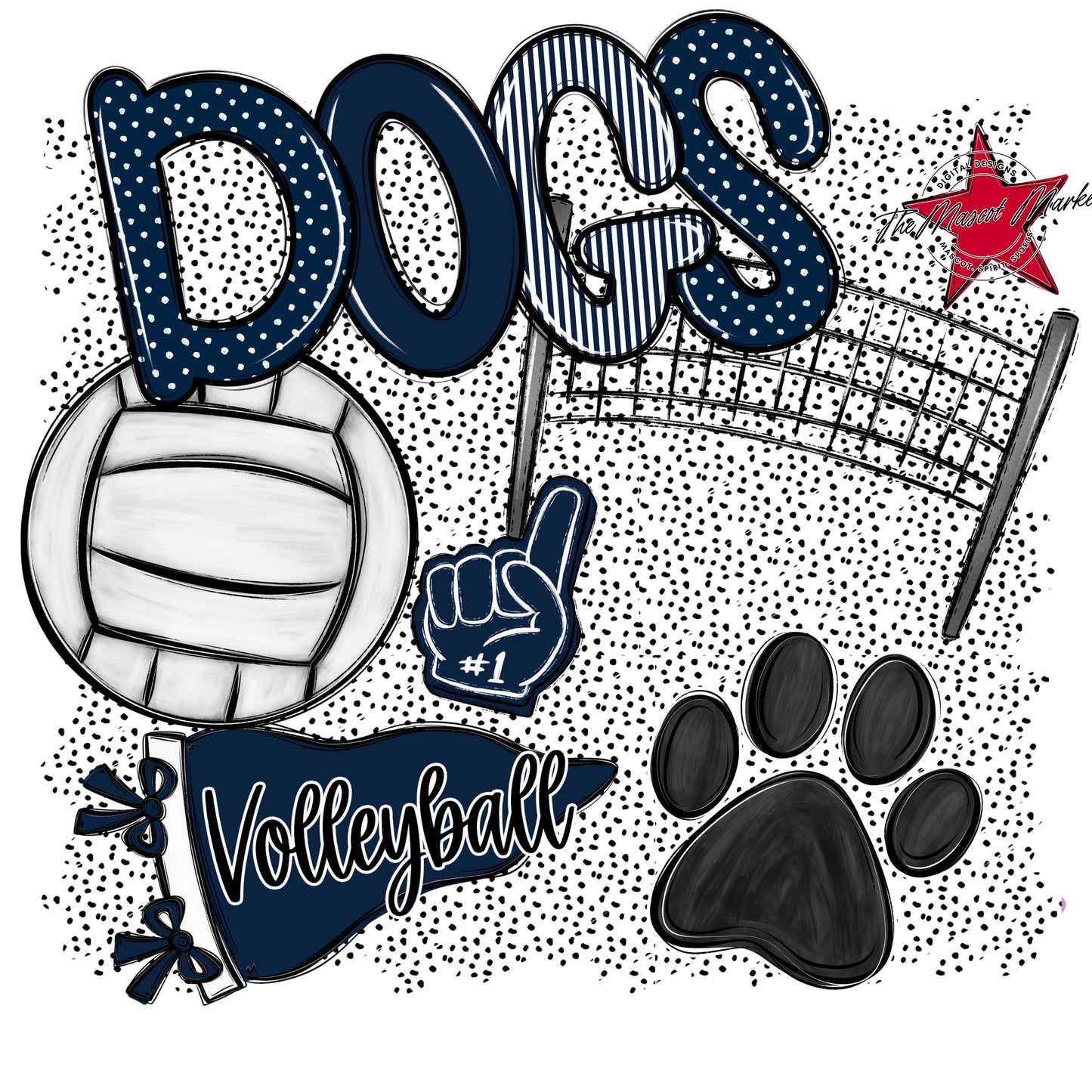 Dogs Volleyball Spirit-Navy