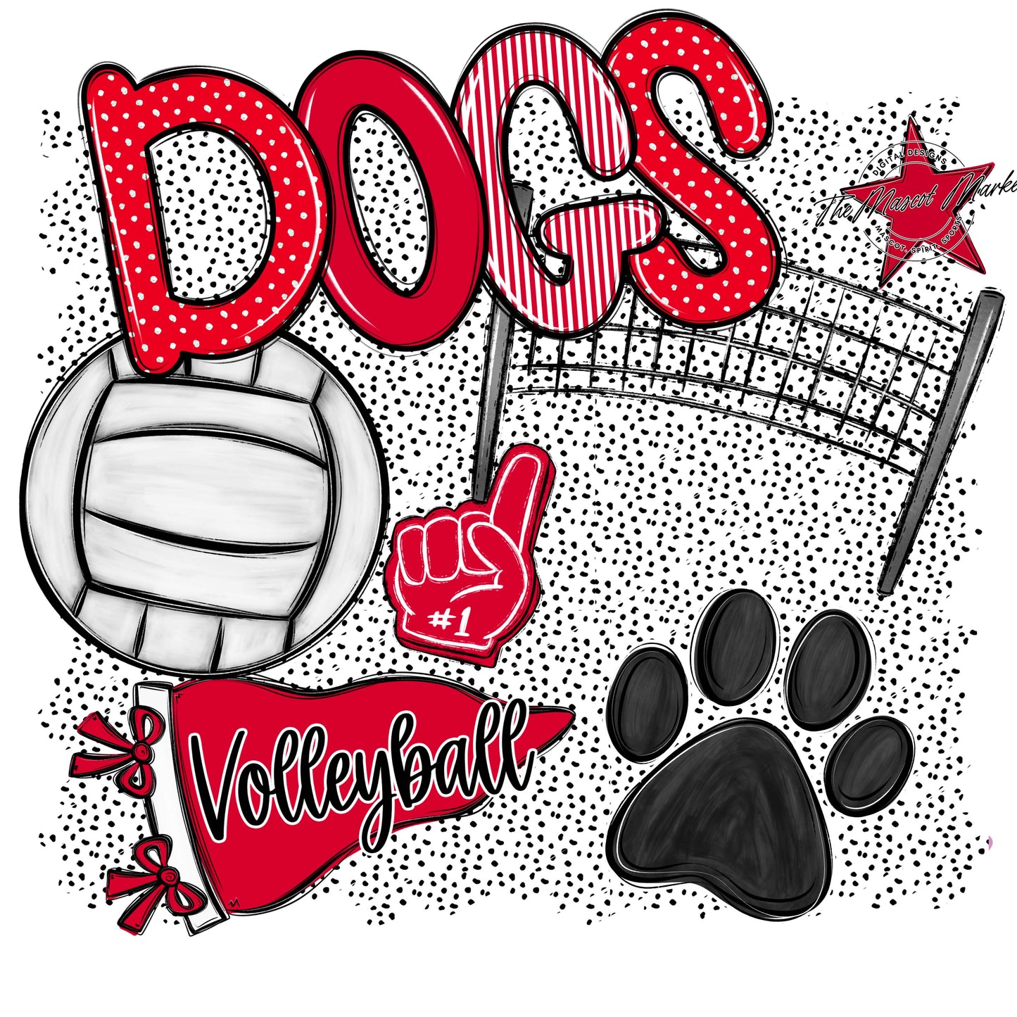 Dogs Volleyball Spirit-Red