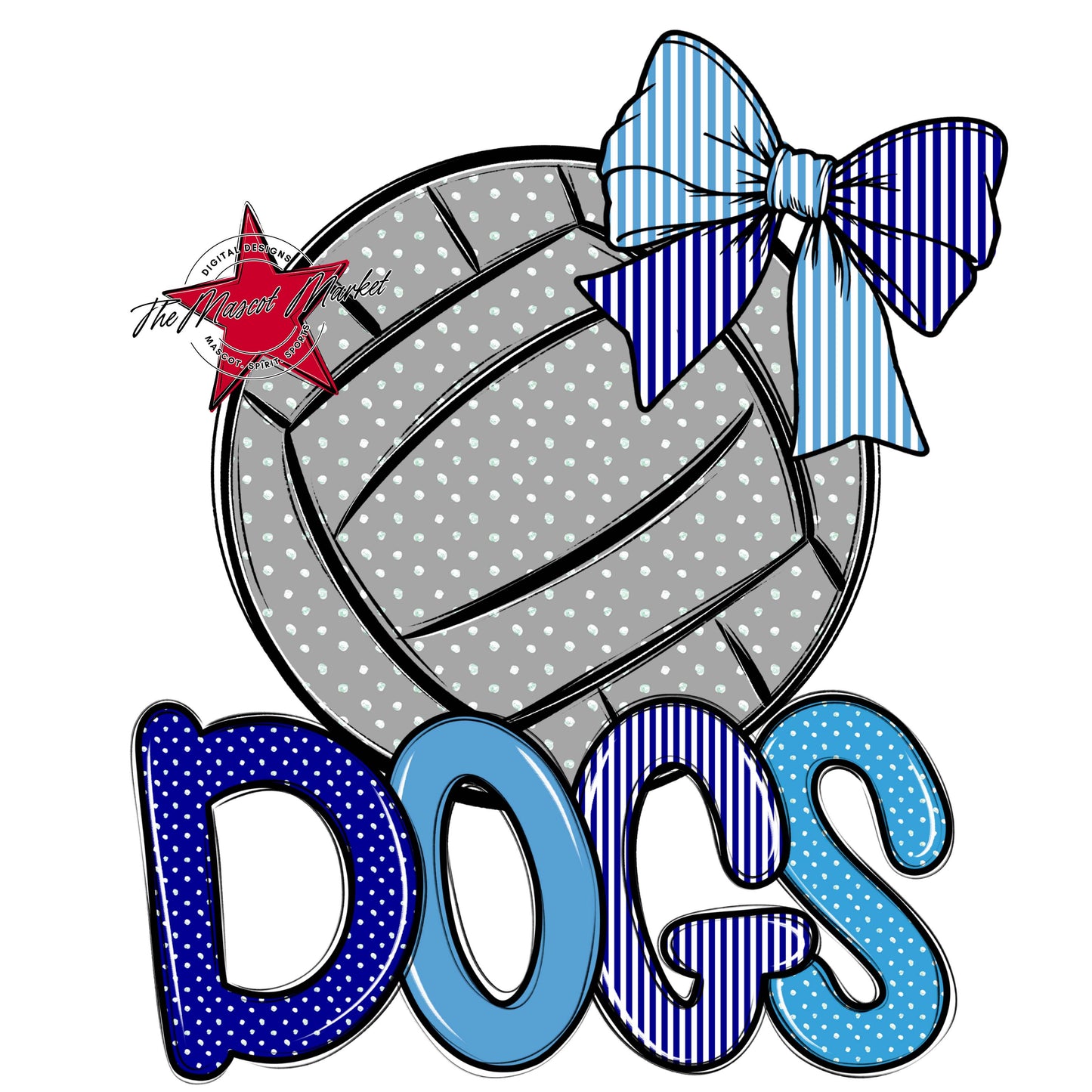 Dogs Volleyball Spirit Design-Blue & Carolina Blue