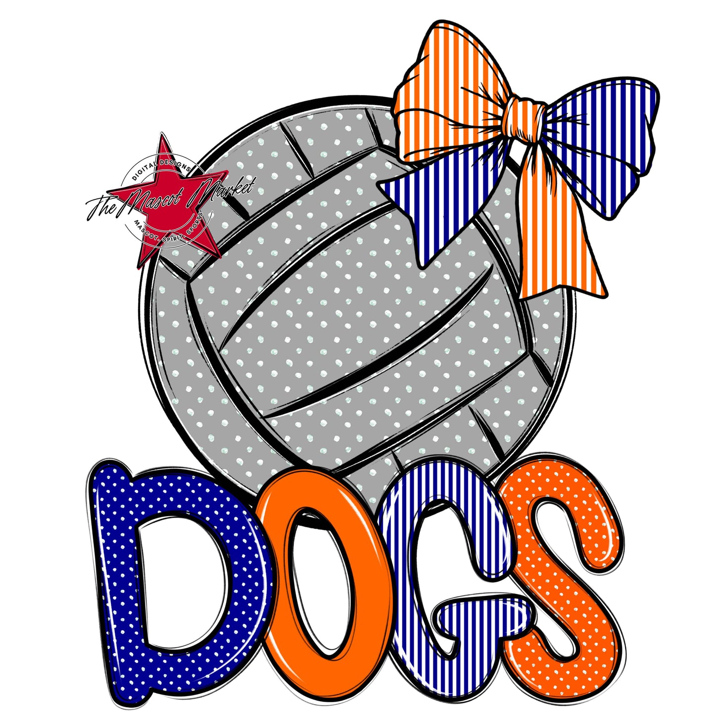Dogs Volleyball Spirit Design-Blue & Orange