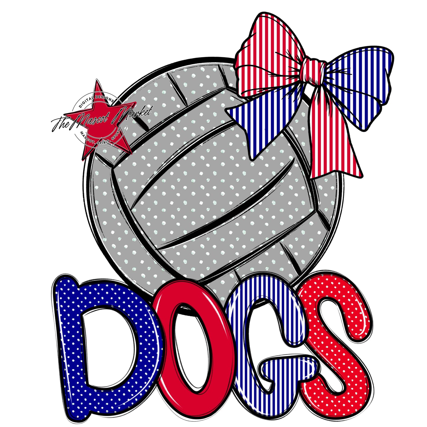 Dogs Volleyball Spirit Design-Blue & Red