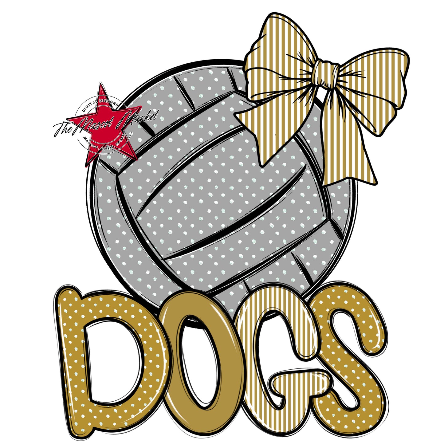 Dogs Volleyball Spirit Design-Gold
