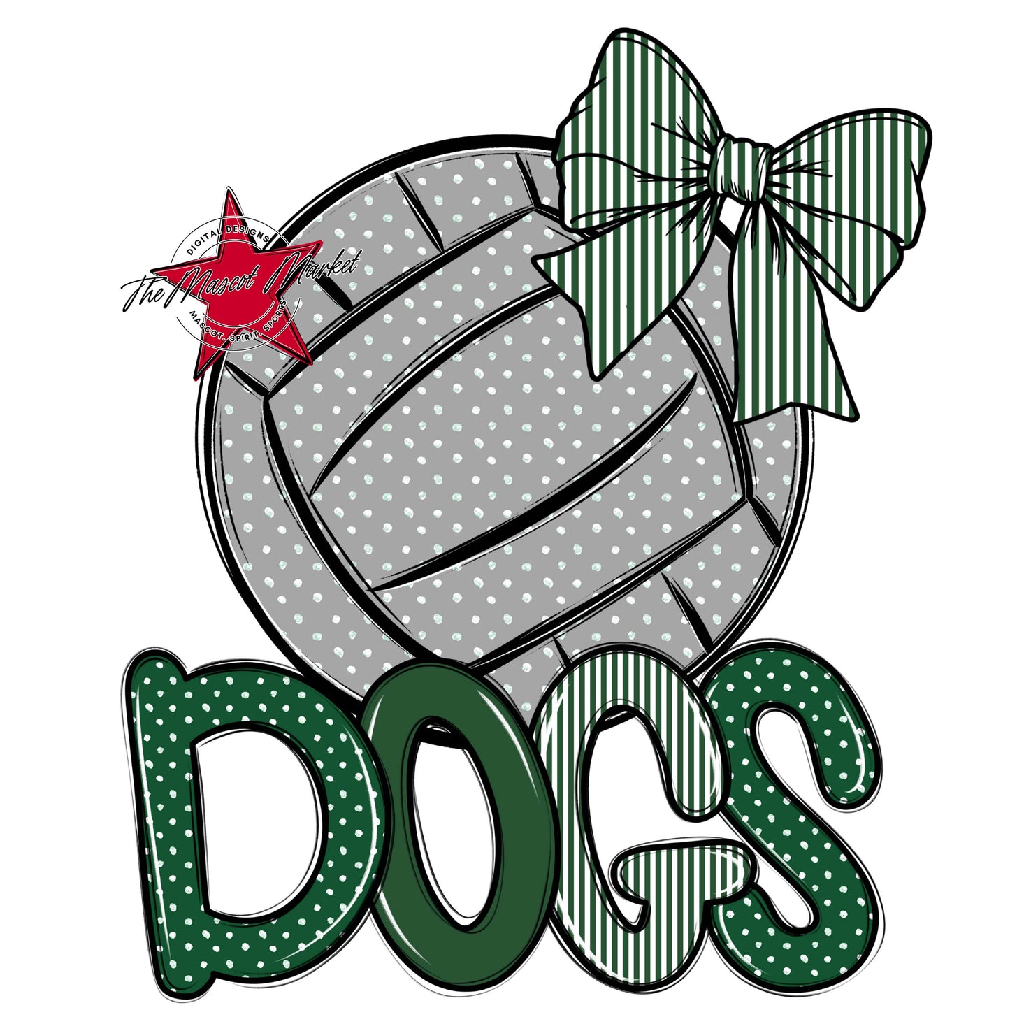 Dogs Volleyball Spirit Design-Green