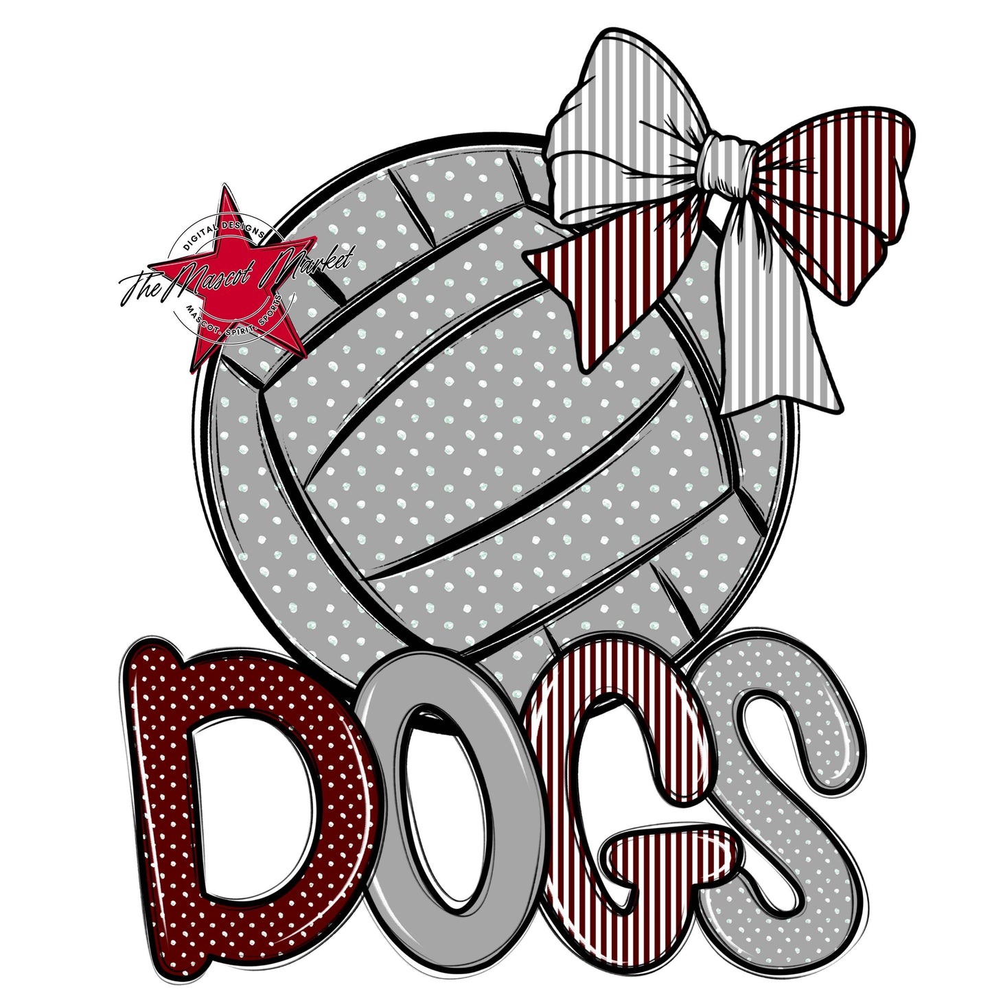 Dogs Volleyball Spirit Design-Maroon & Grey