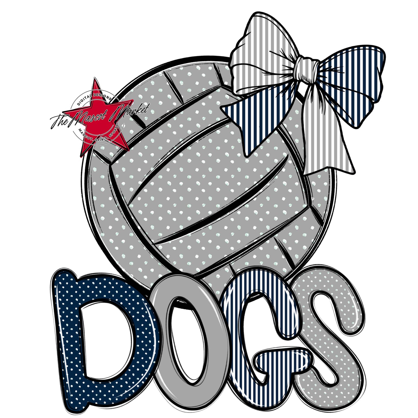 Dogs Volleyball Spirit Design-Navy & Grey