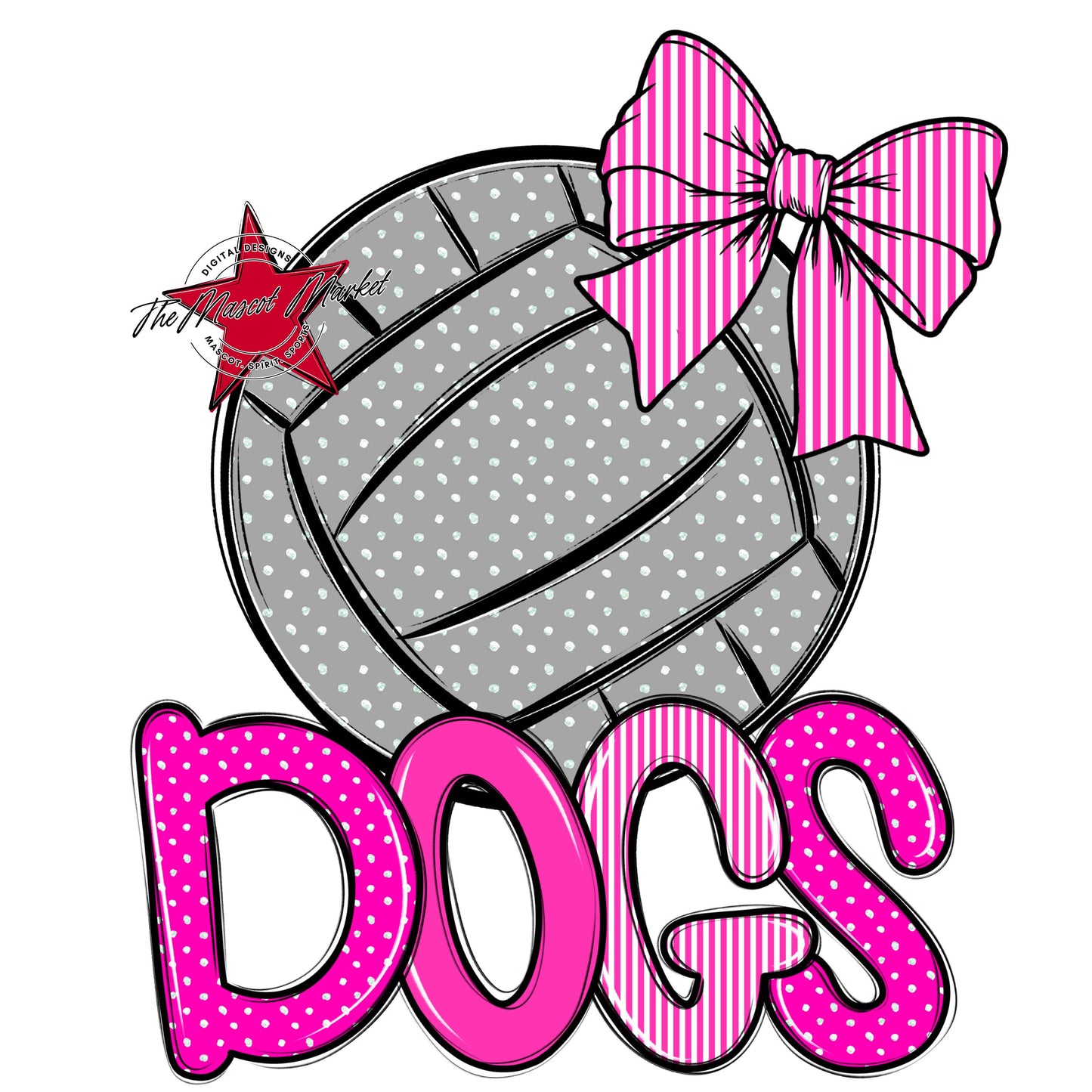 Dogs Volleyball Spirit Design-Pink