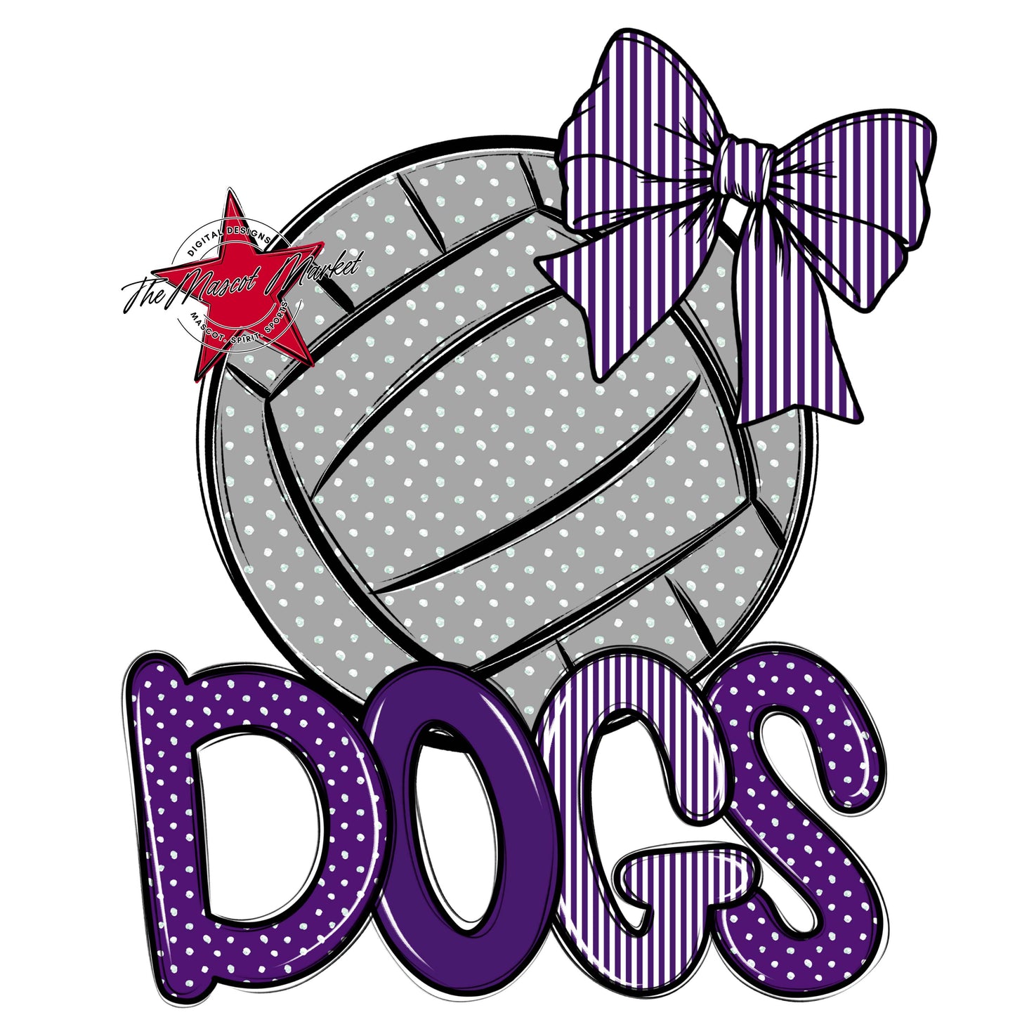 Dogs Volleyball Spirit Design-Purple