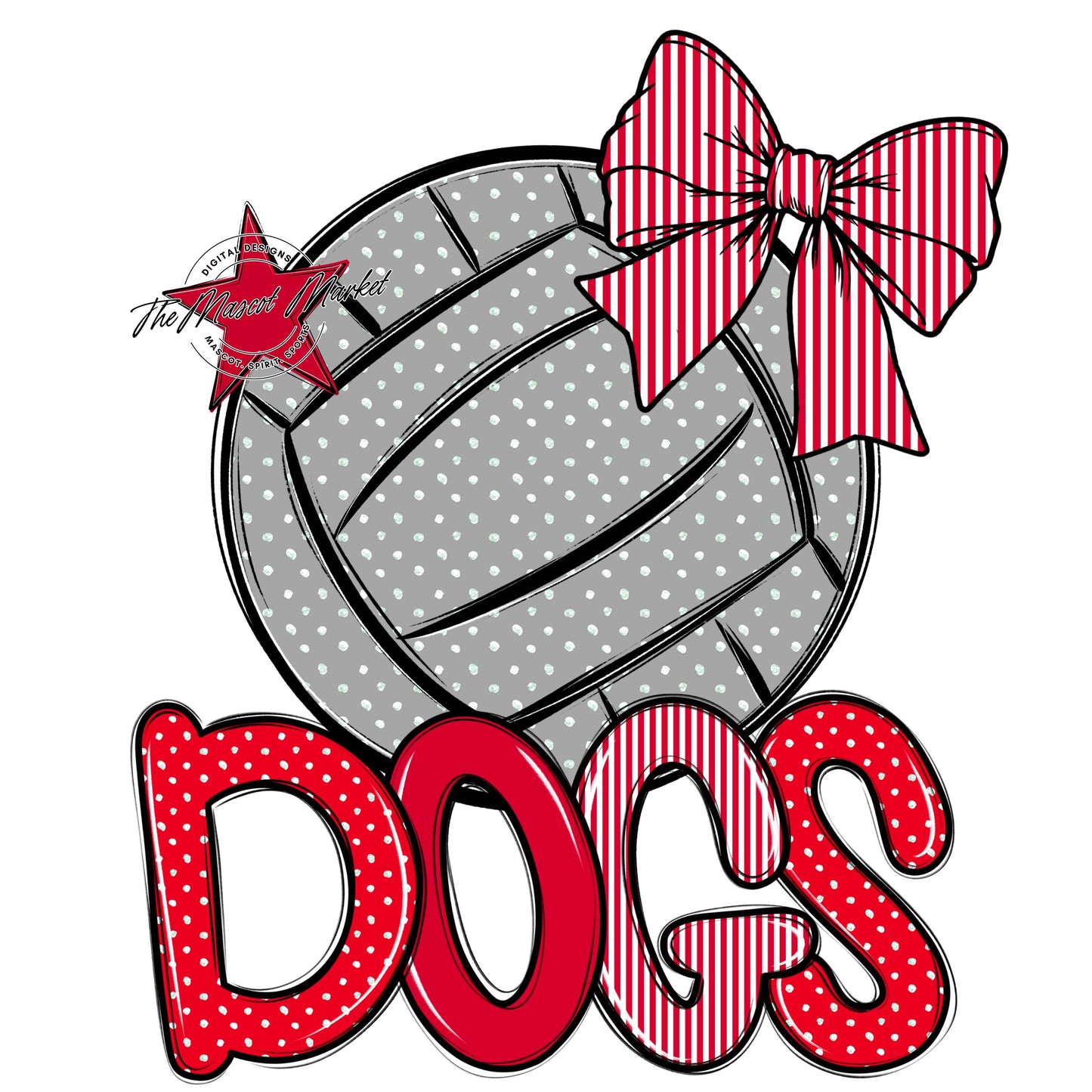 Dogs Volleyball Spirit Design-Red