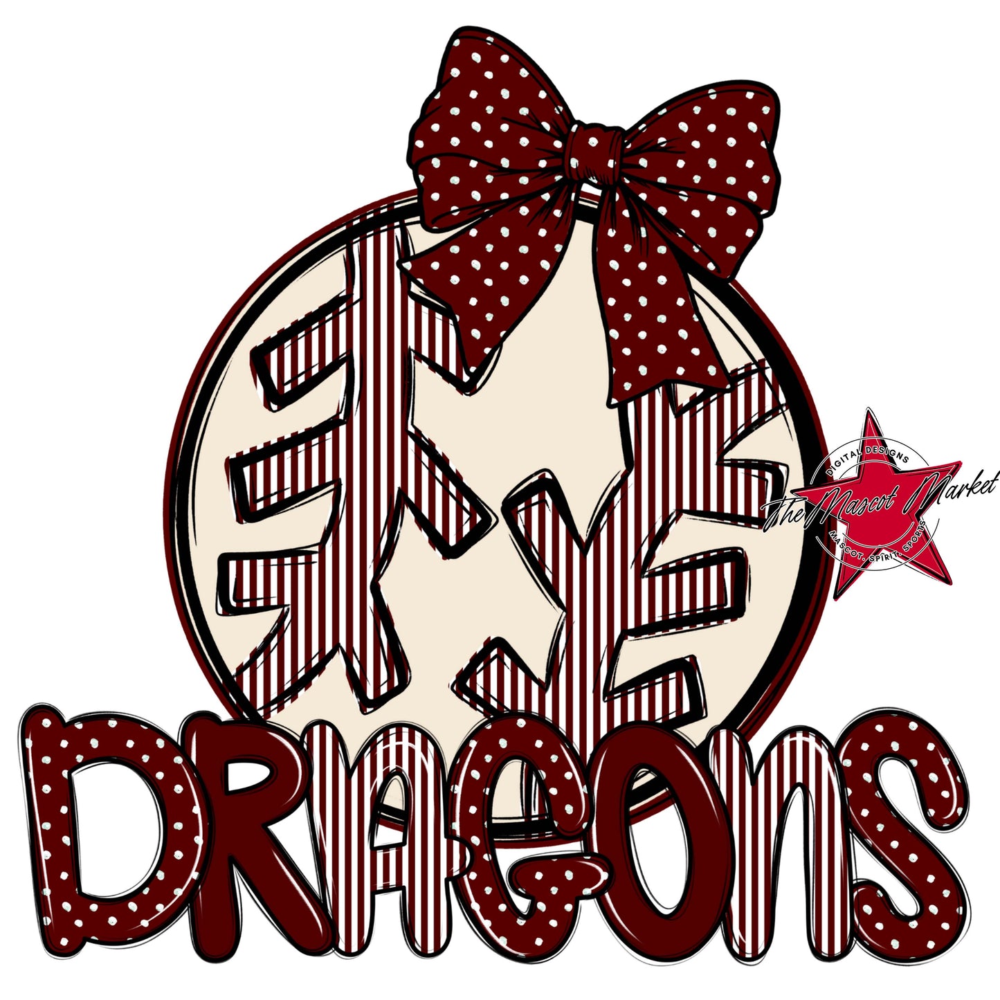 Dragons Baseball-Softball Spirit Design-Maroon