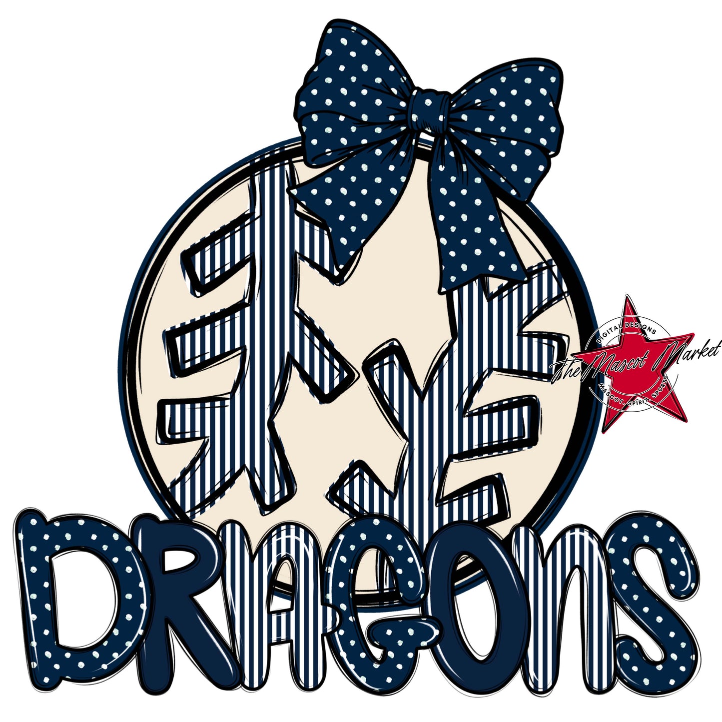 Dragons Baseball-Softball Spirit Design-Navy