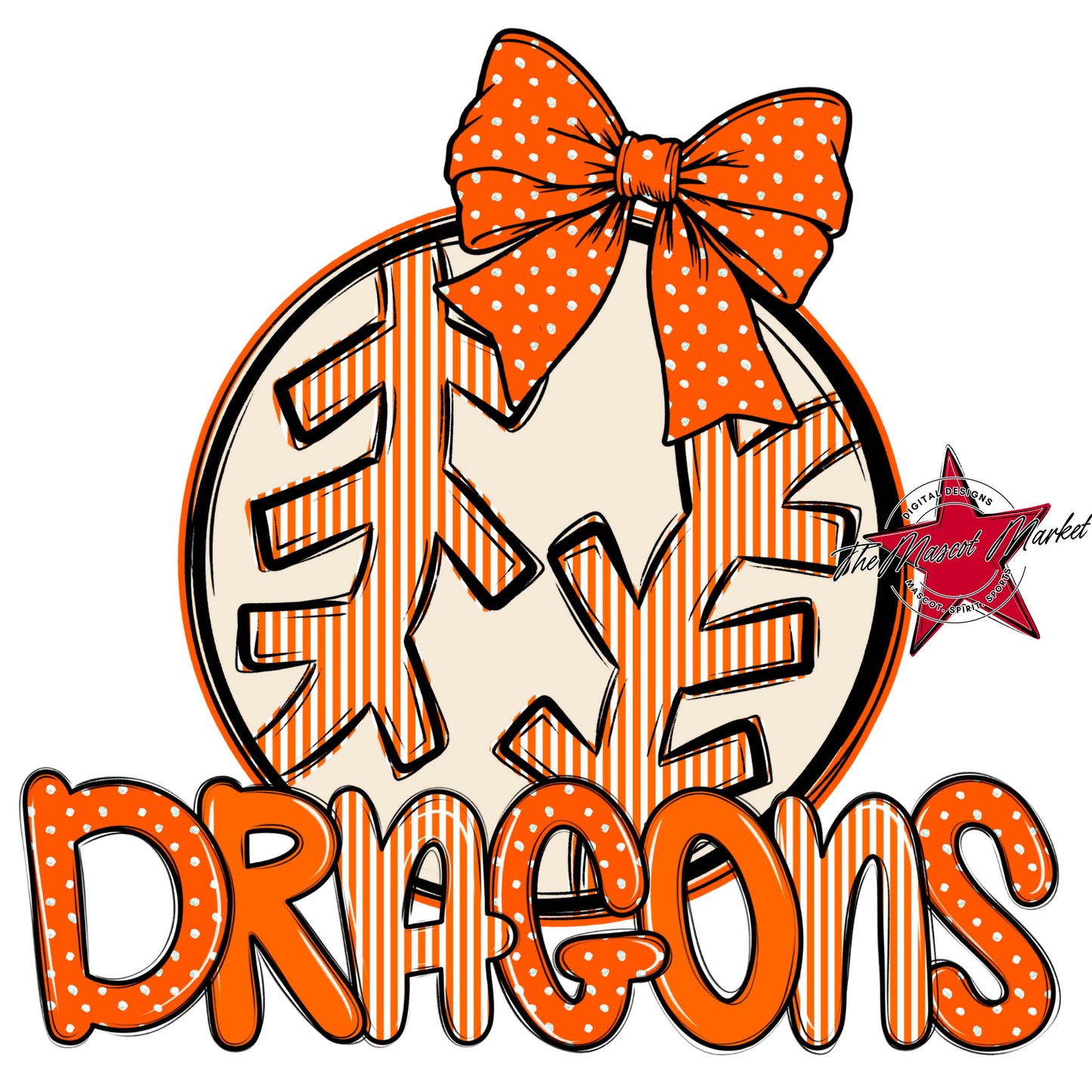 Dragons Baseball-Softball Spirit Design-Orange