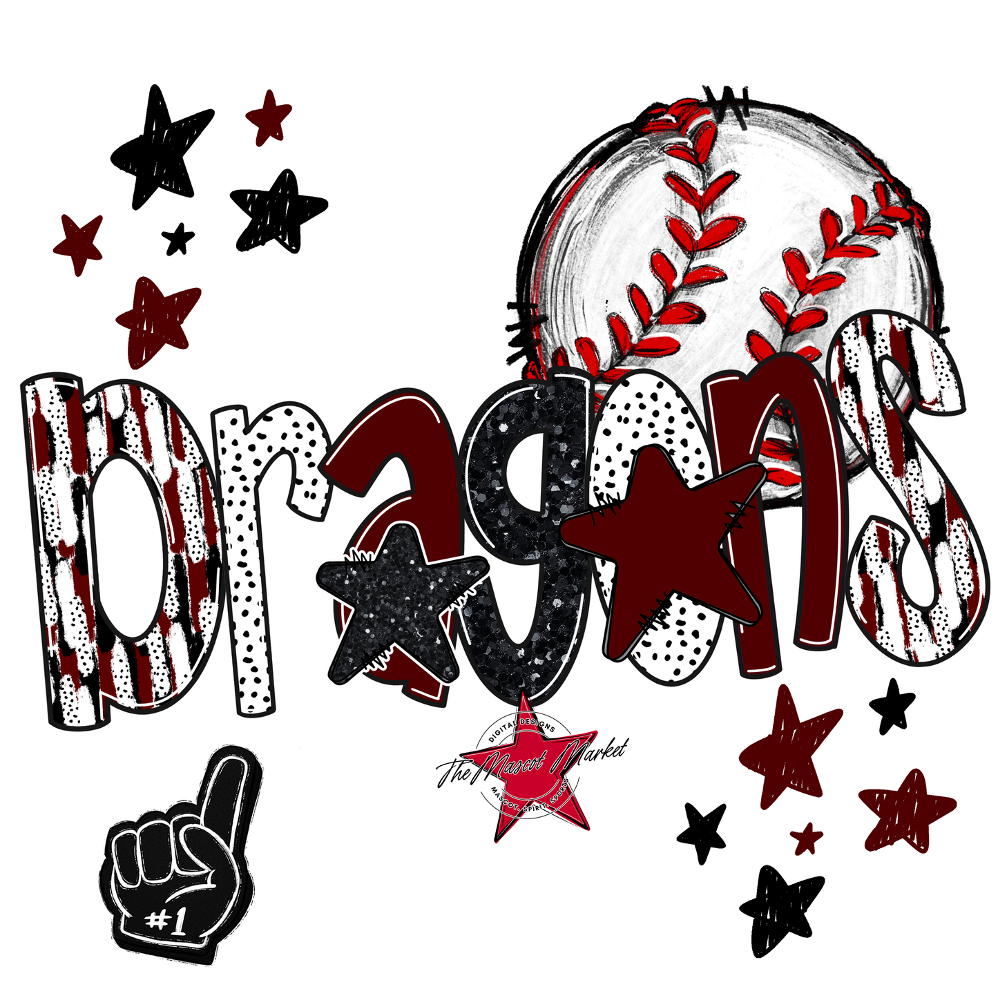 Dragons Baseball Scrape-Maroon