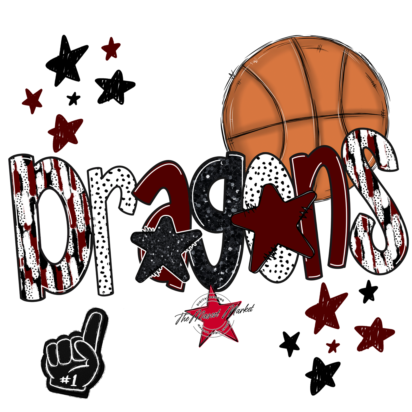 Dragons Basketball Scrape-Maroon
