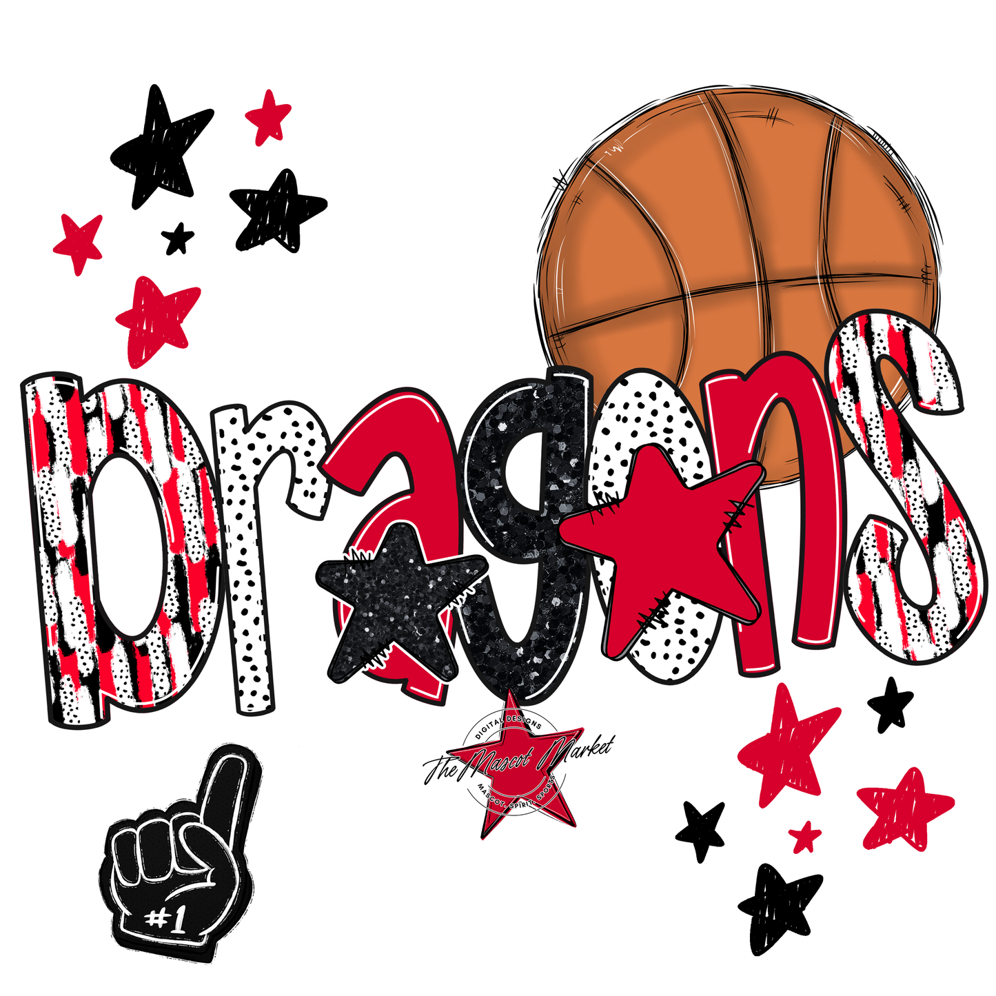 Dragons Basketball Scrape-Red