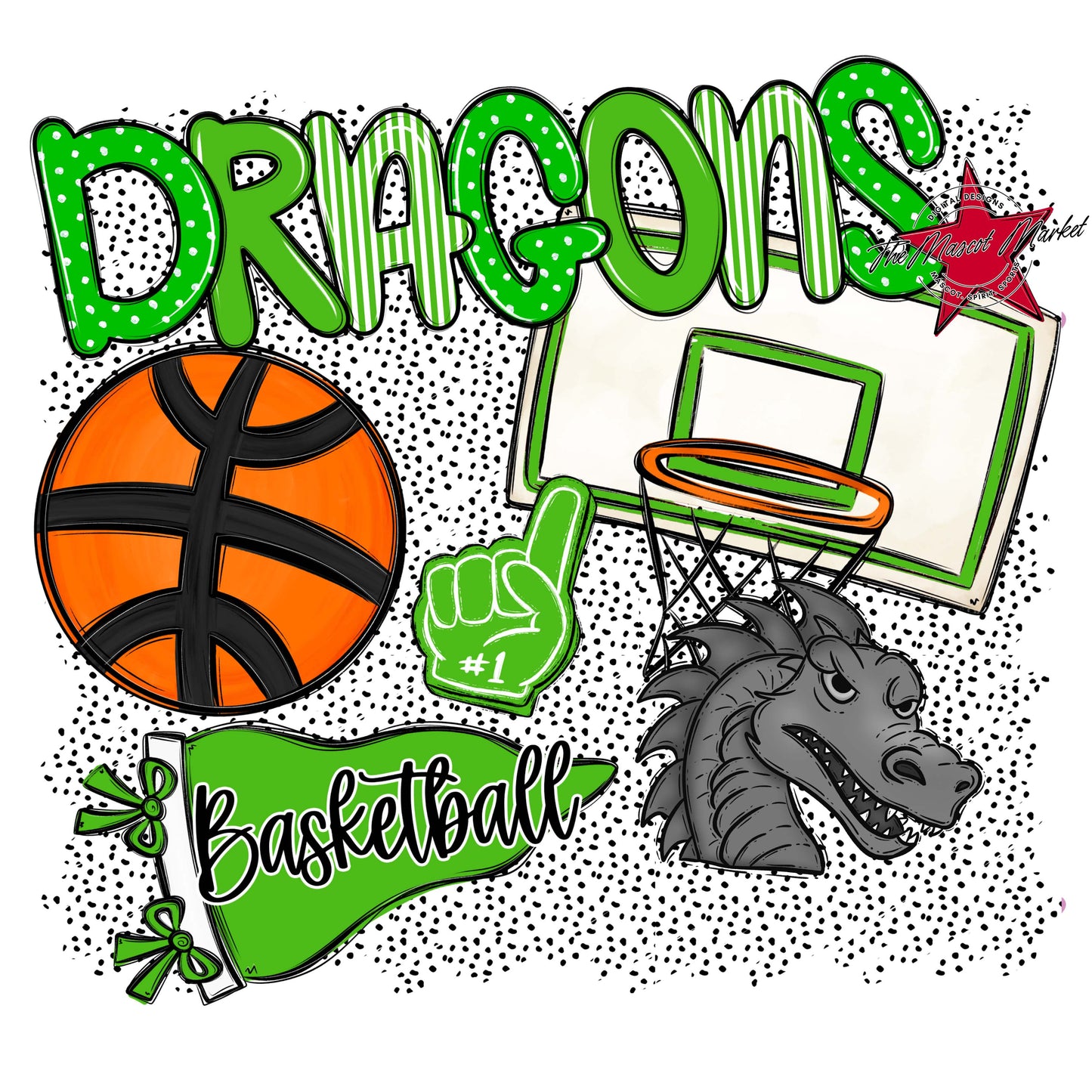Dragons Basketball Spirit-Bright Green