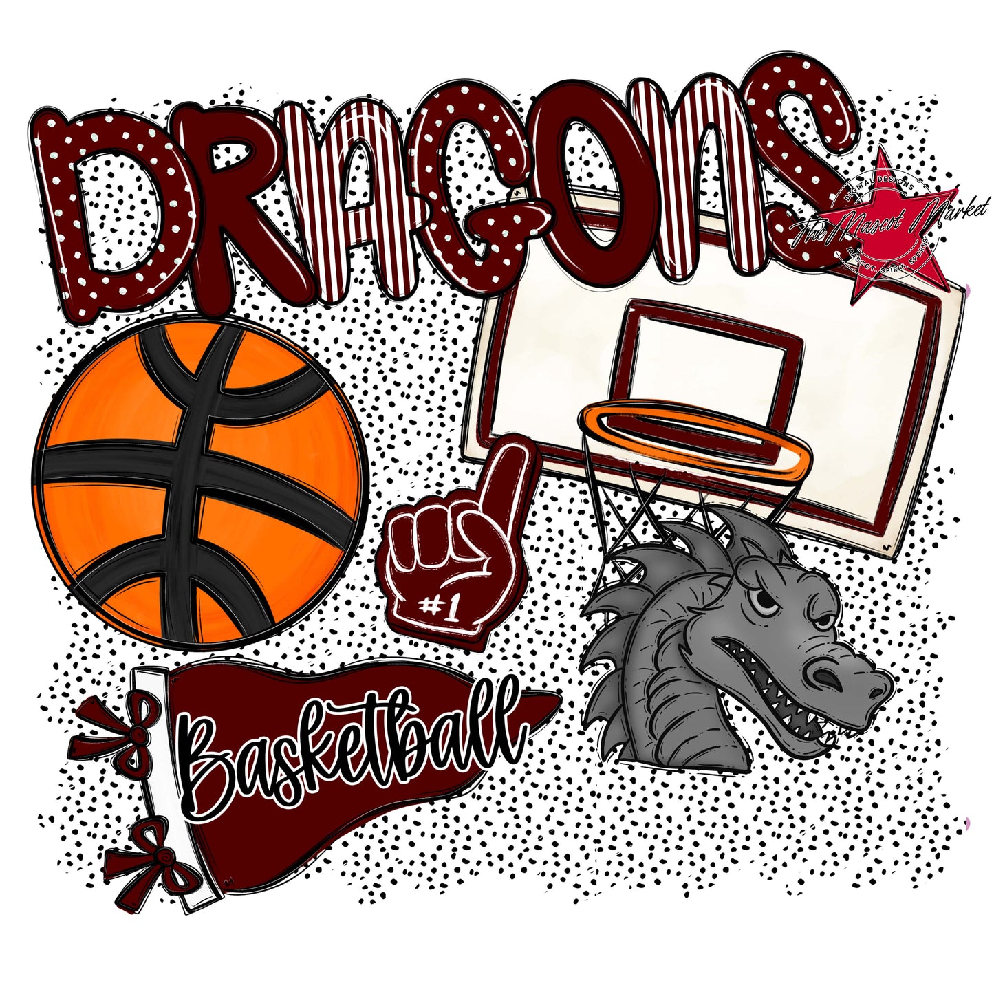 Dragons Basketball Spirit-Maroon