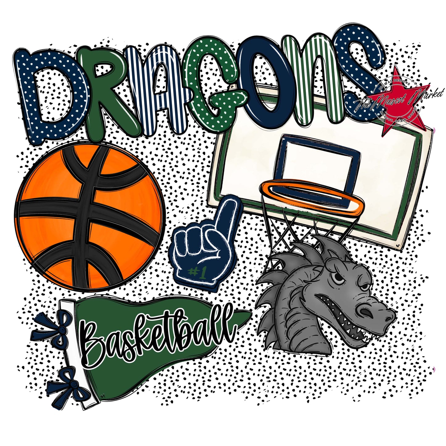 Dragons Basketball Spirit-Navy & Green