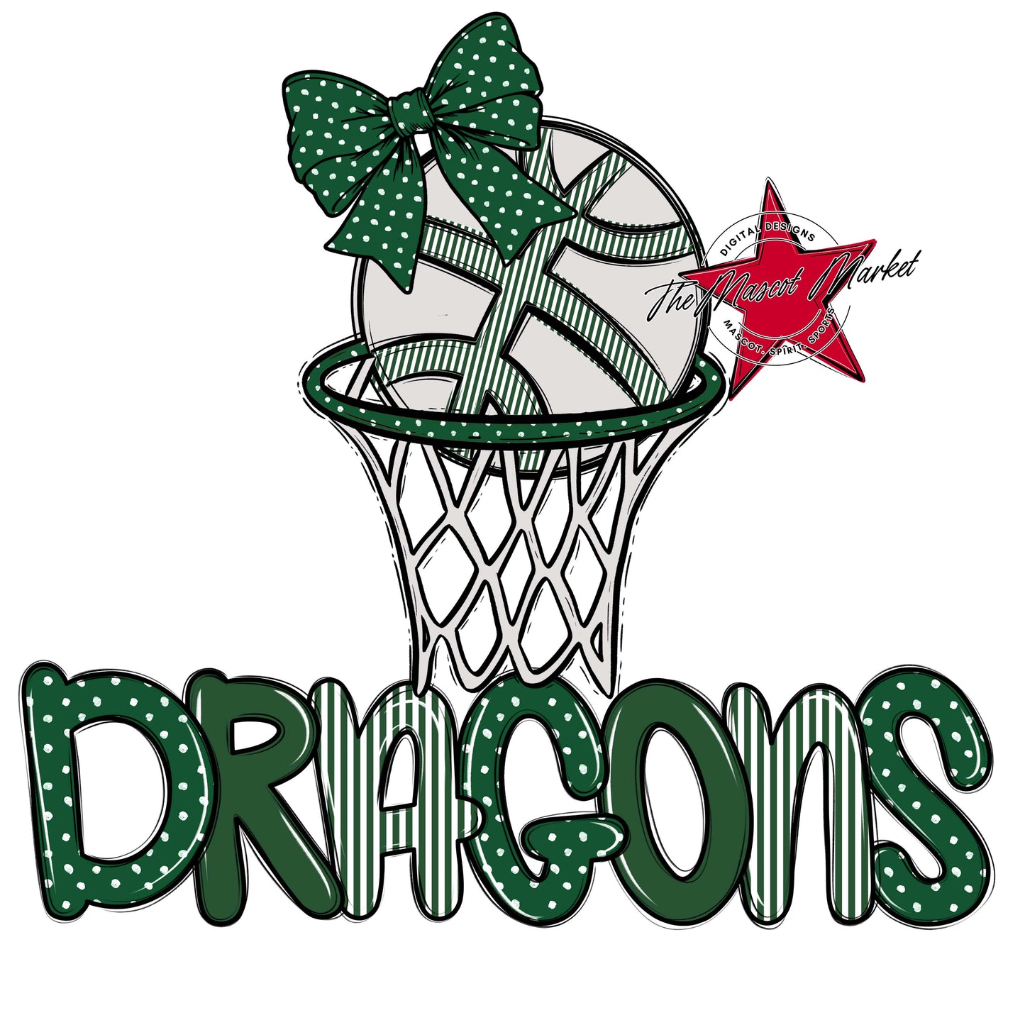 Dragons Basketball Spirit Design-Green