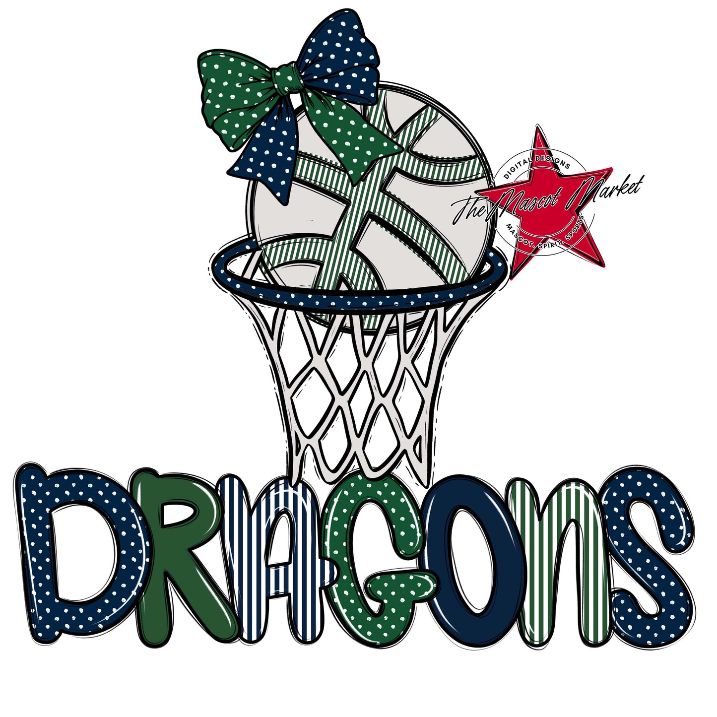 Dragons Basketball Spirit Design-Navy & Green