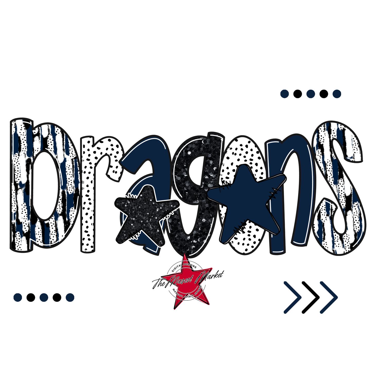 Dragons Brushstroke Alpha w Arrows-Navy
