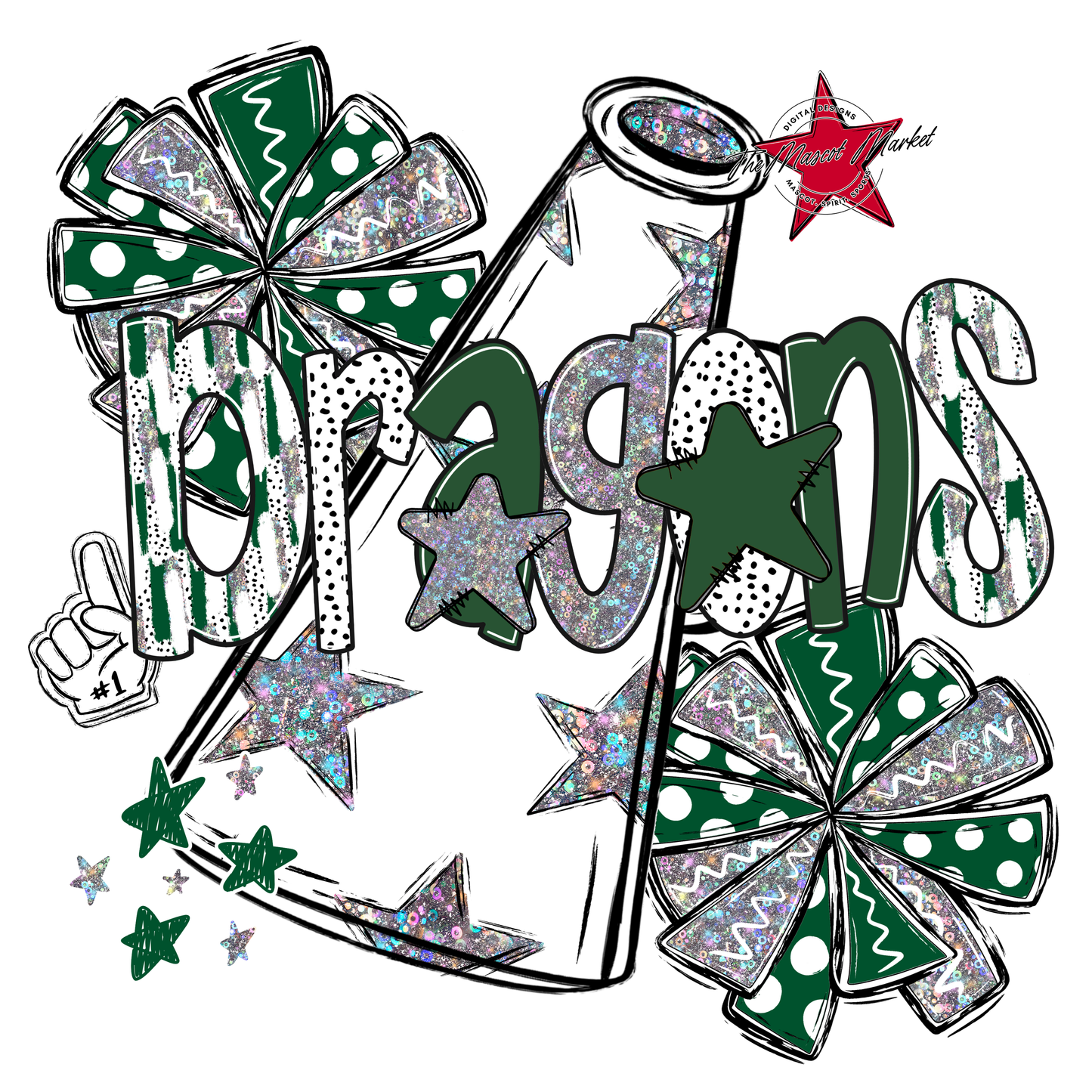 Dragons Cheer Megaphone Scrape-Green