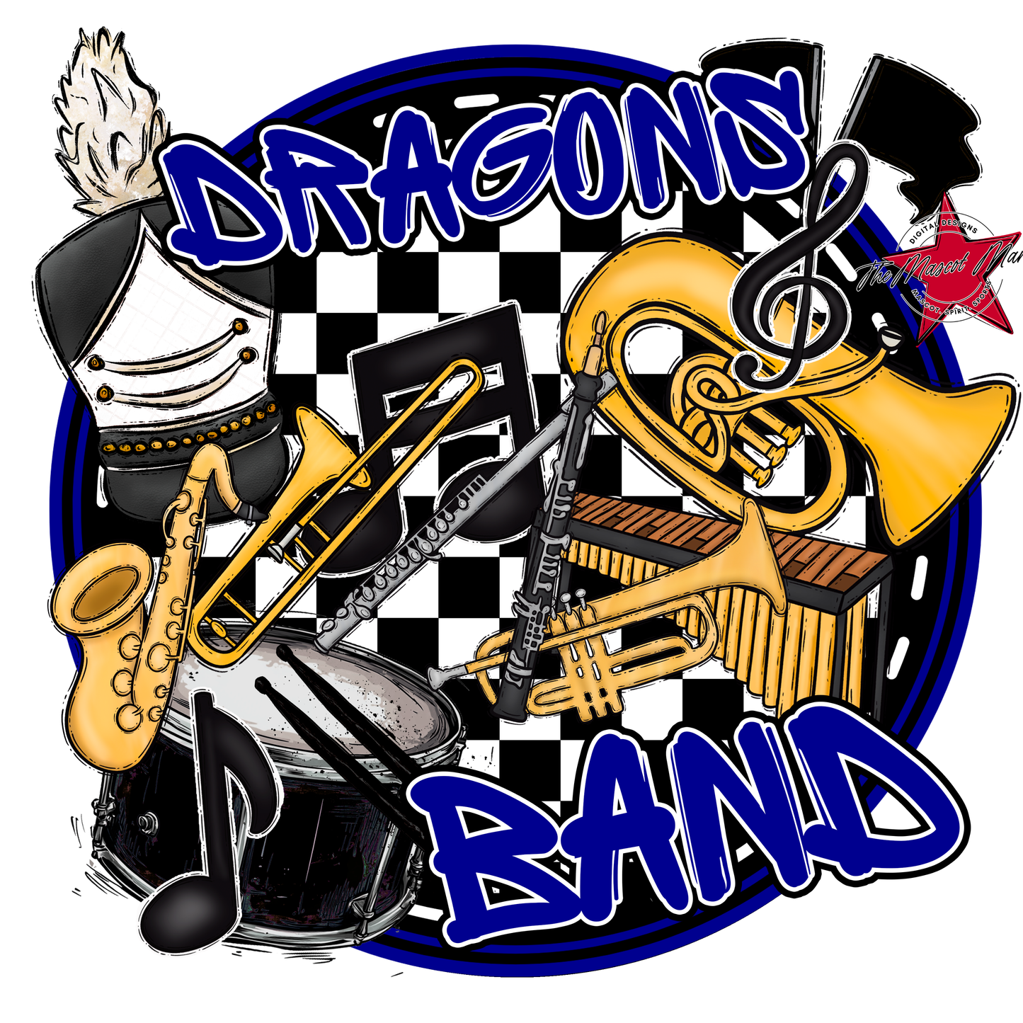 Dragons Circle Band Design-Blue