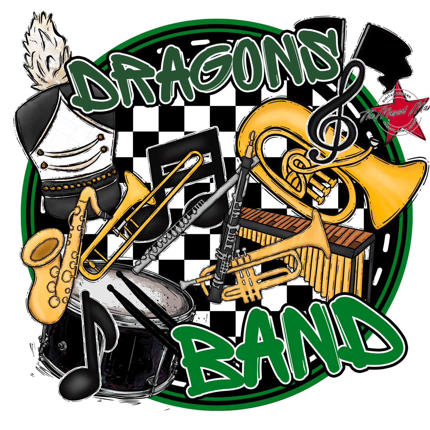 Dragons Circle Band Design-Green